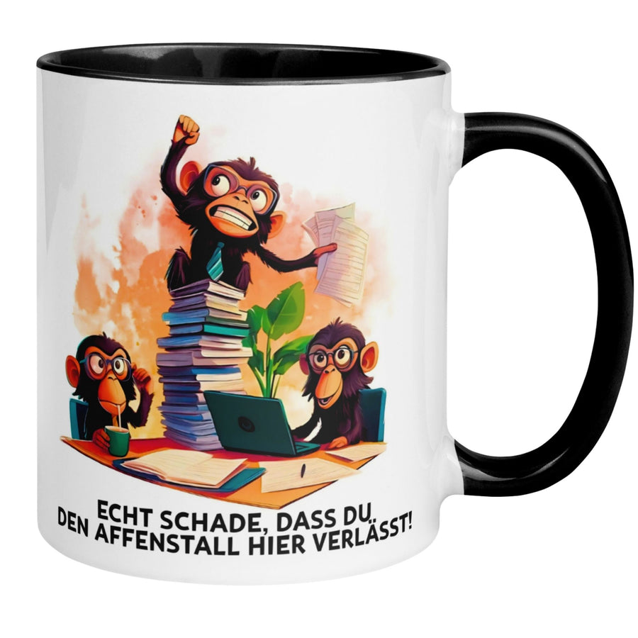 Tasse Abschied | Affen & Comicstil | Büroabschied aus dem Affenstall