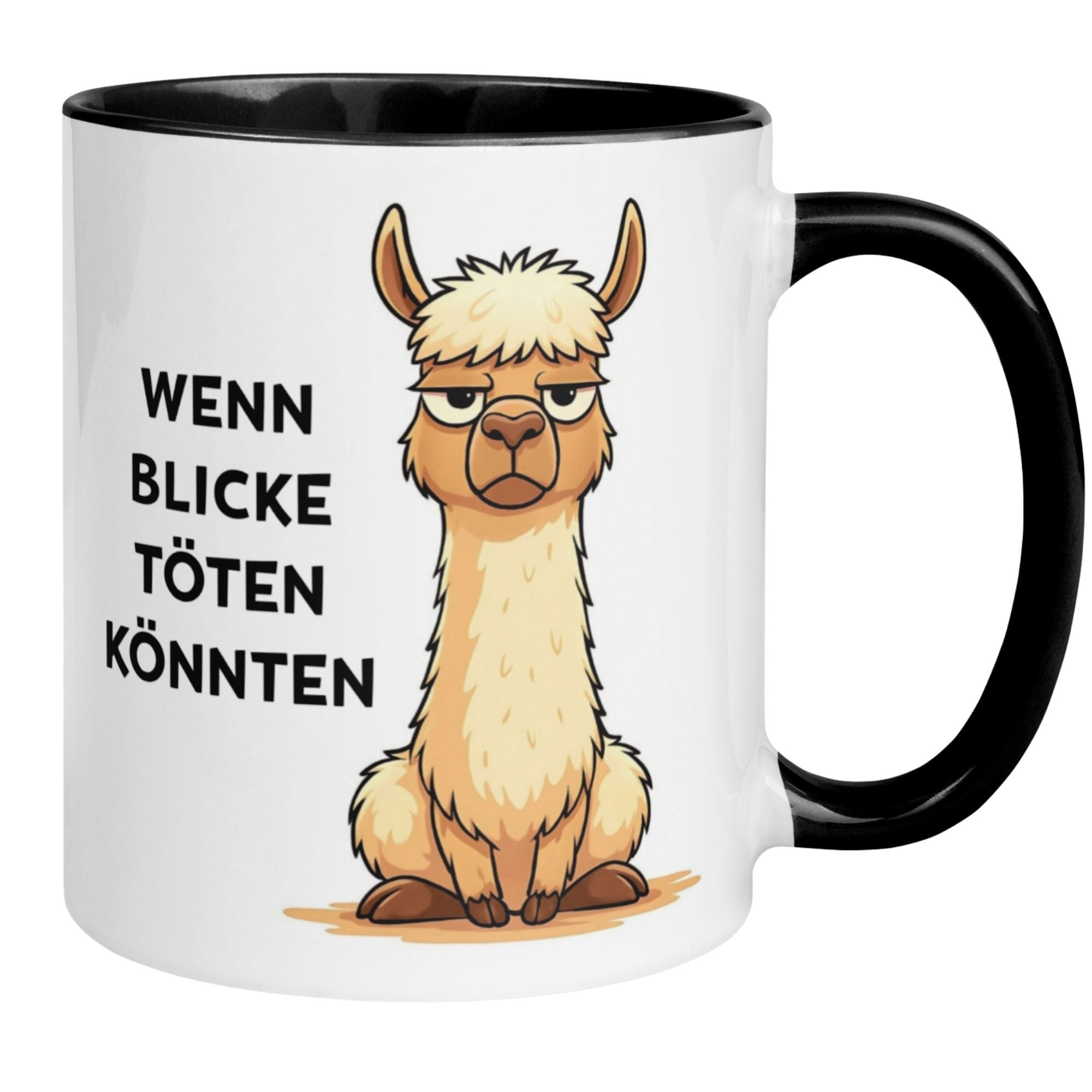 Tasse Lama – „Wenn Blicke töten könnten“ – lustiger Geschenk Becher für Morgenmuffel