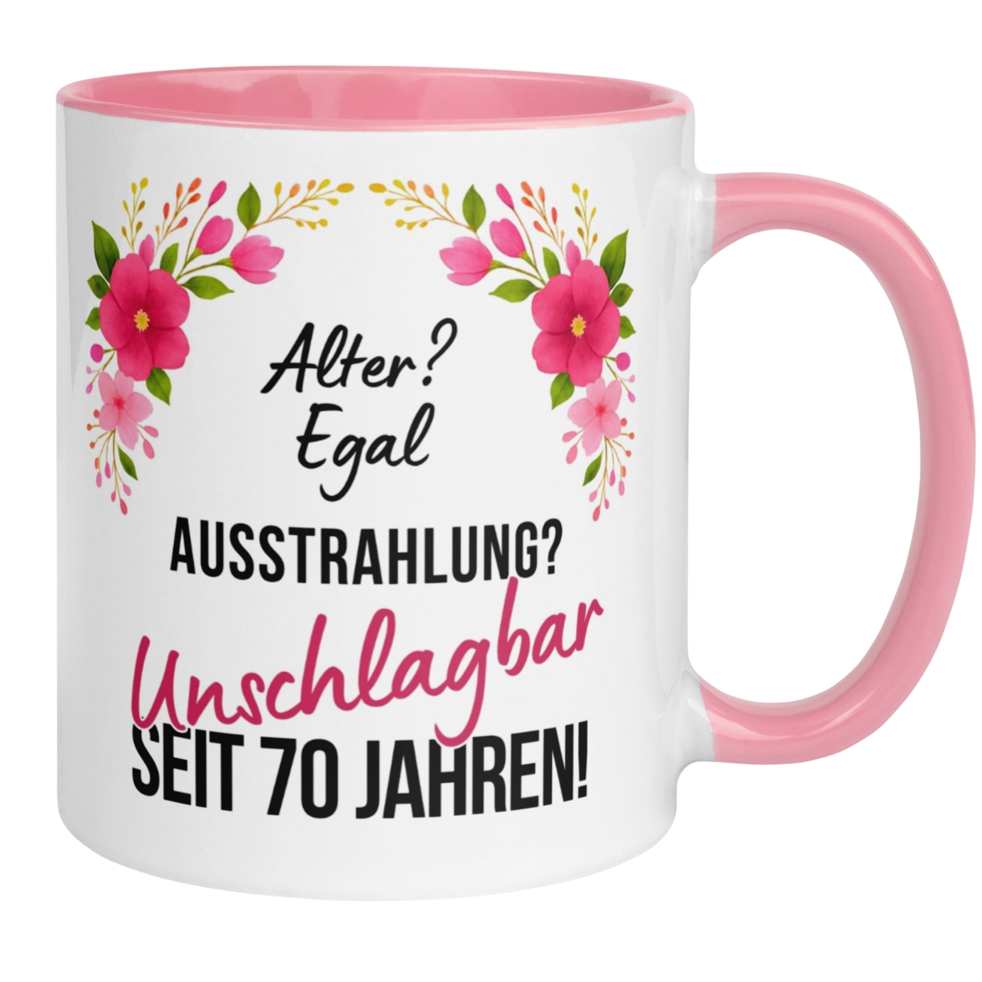 Momentals® Tasse 70. Geburtstag | Blumen & Spruch | Ausstrahlung - Unschlagbar seit 70 Jahren