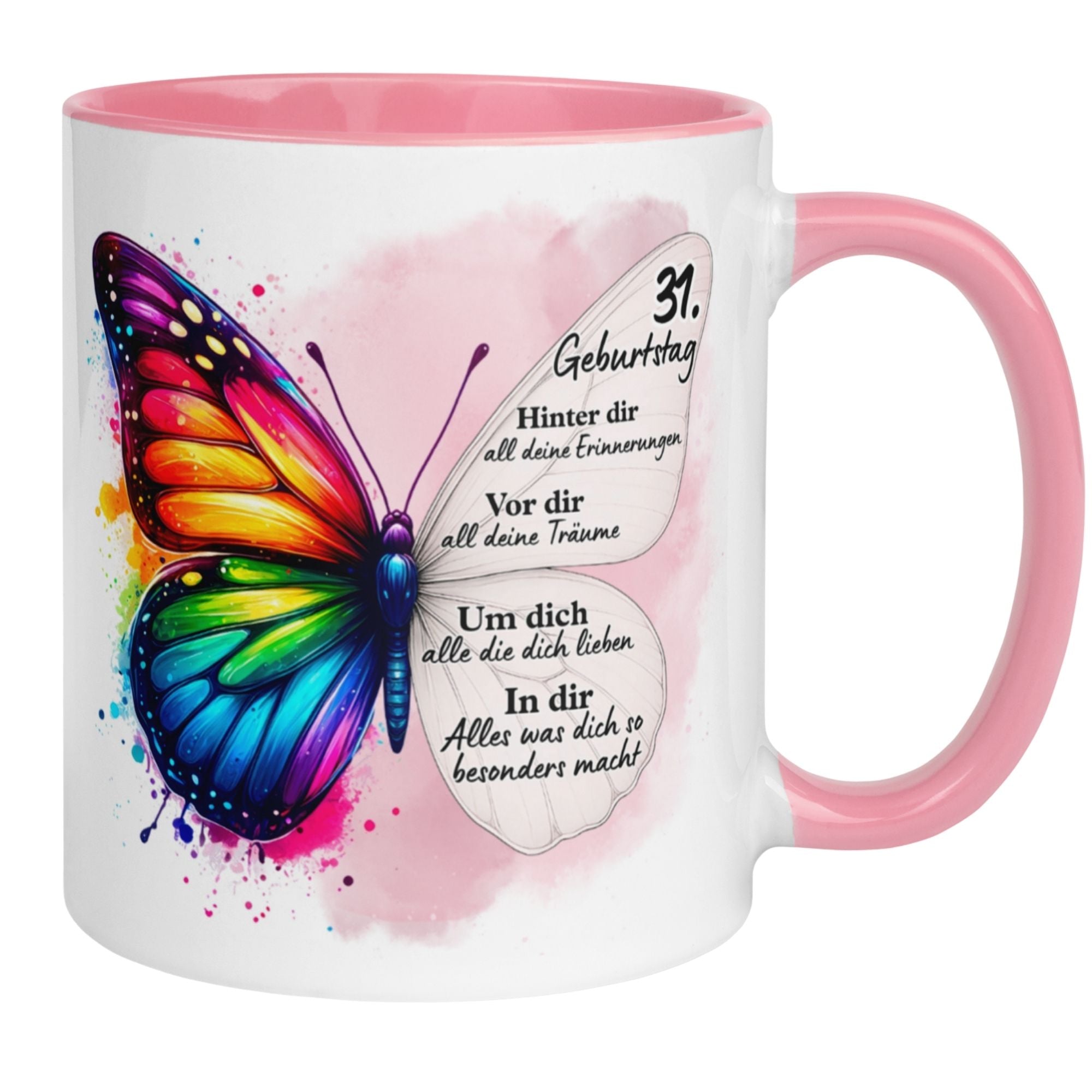 Momentals® Tasse 31. Geburtstag | Schmetterling & Spruch | Hinter dir Erinnerungen - vor dir Träume