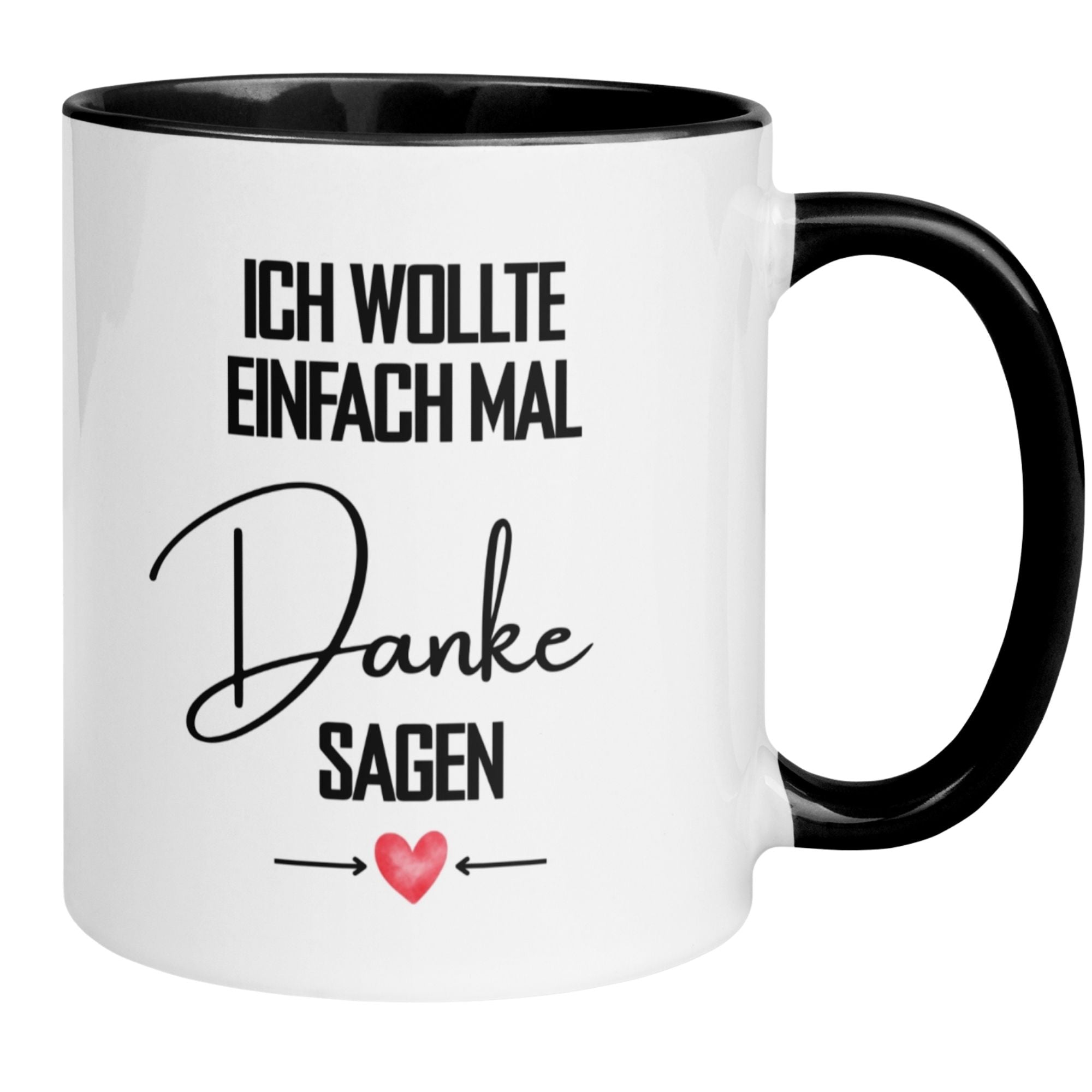 Momentals Tasse mit Spruch 'Ich wollte einfach mal Danke sagen' und Herz-Motiv, ideal für Wertschätzung.