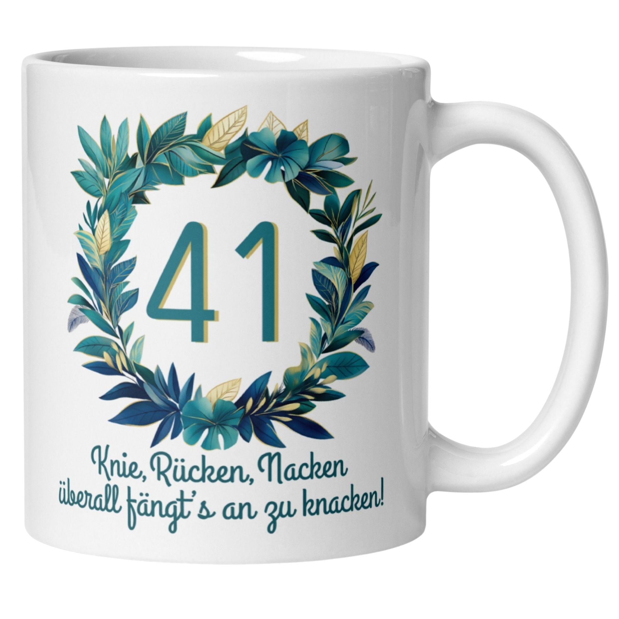 Momentals® Tasse 41. Geburtstag | Zahl & Spruch | Knie Rücken Nacken • Momentals