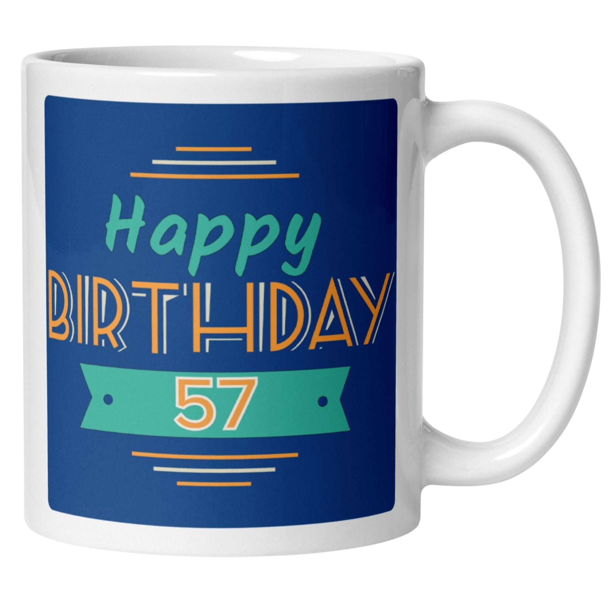Momentals® Tasse 57. Geburtstag | Retro & Spruch | Farbenfrohes Happy Birthday • Momentals