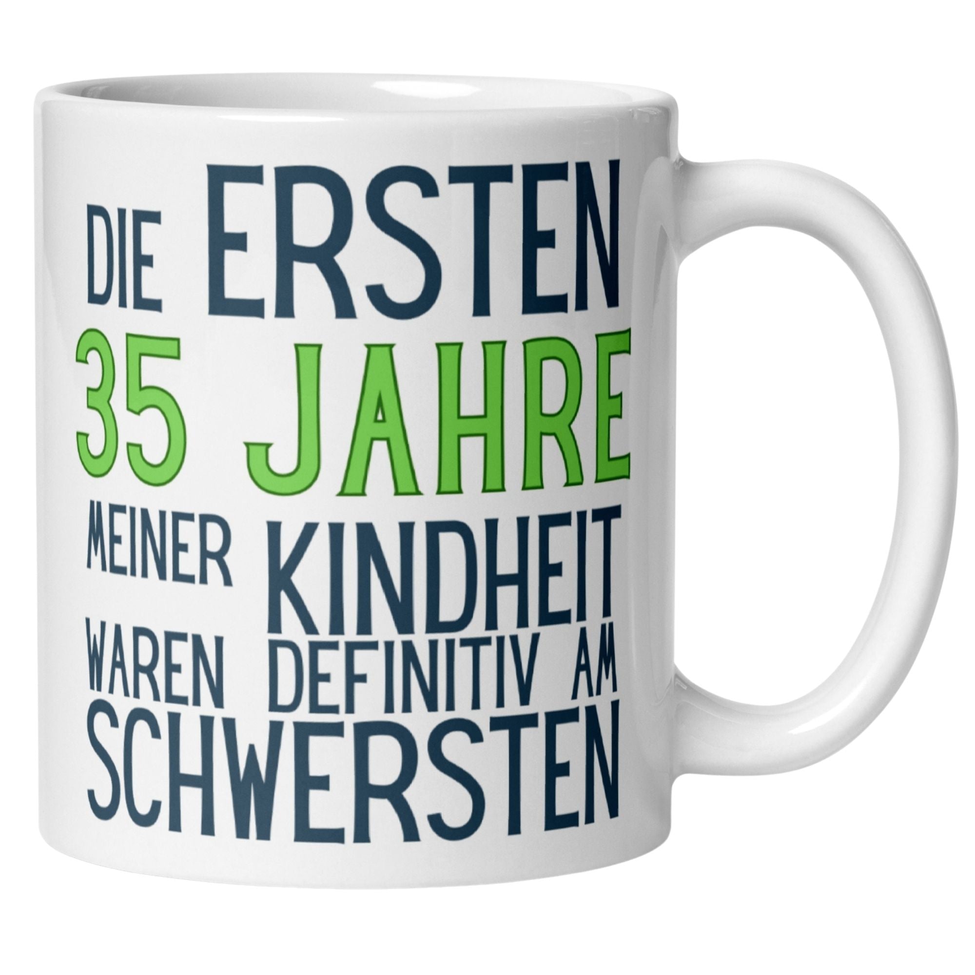 Momentals® Tasse 35. Geburtstag | Sarkasmus & Spruch | Die ersten 35 Jahre meiner Kindheit
