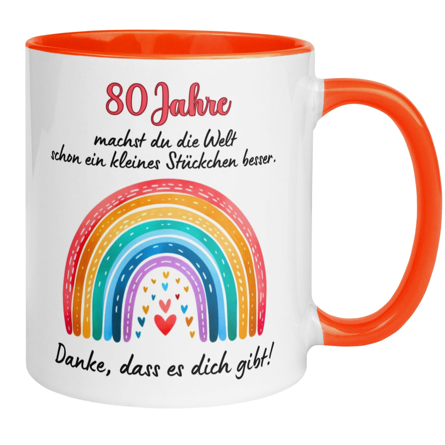 Tasse 80. Geburtstag | Herz & Spruch | Danke dass es dich gibt