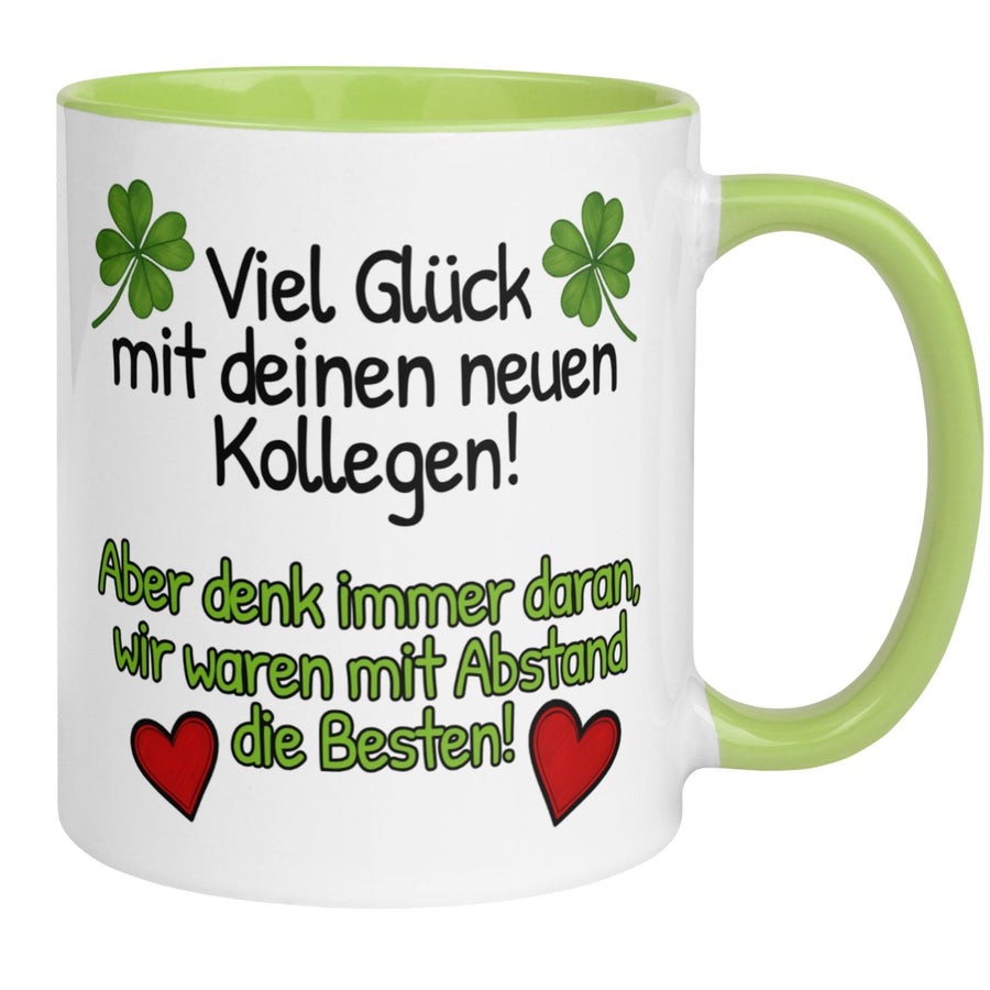 Tasse Abschied | Kleeblatt & Herzen | Viel Glück mit deinen neuen Kollegen