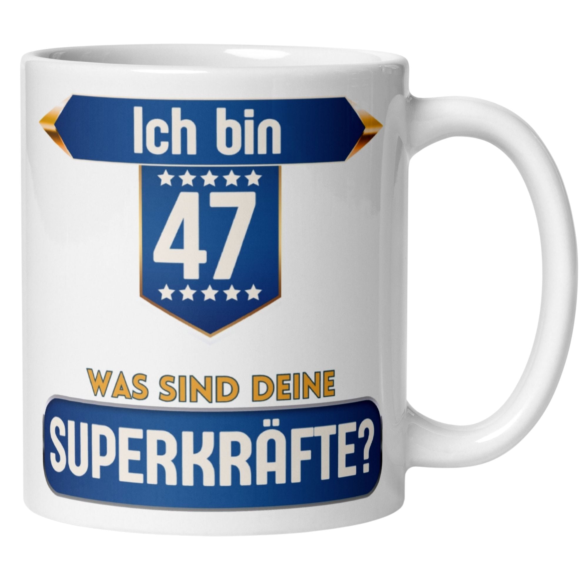 Momentals® Tasse 47. Geburtstag | Superheld & Spruch | Ich bin 47 und was ist deine Superkraft • Momentals