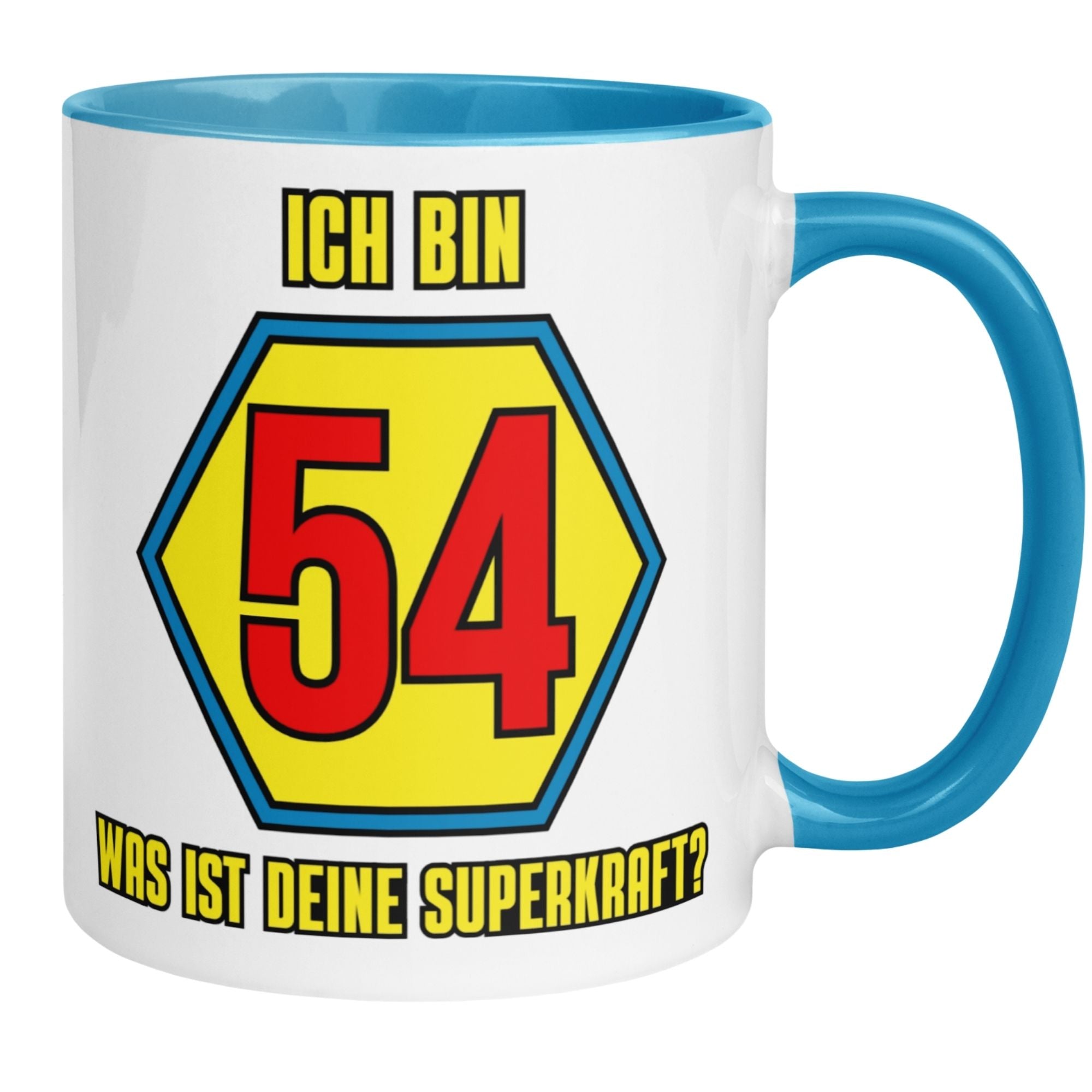 Momentals® Tasse 54. Geburtstag | Superheld & Spruch | Ich bin 54 und was ist deine Superkraft