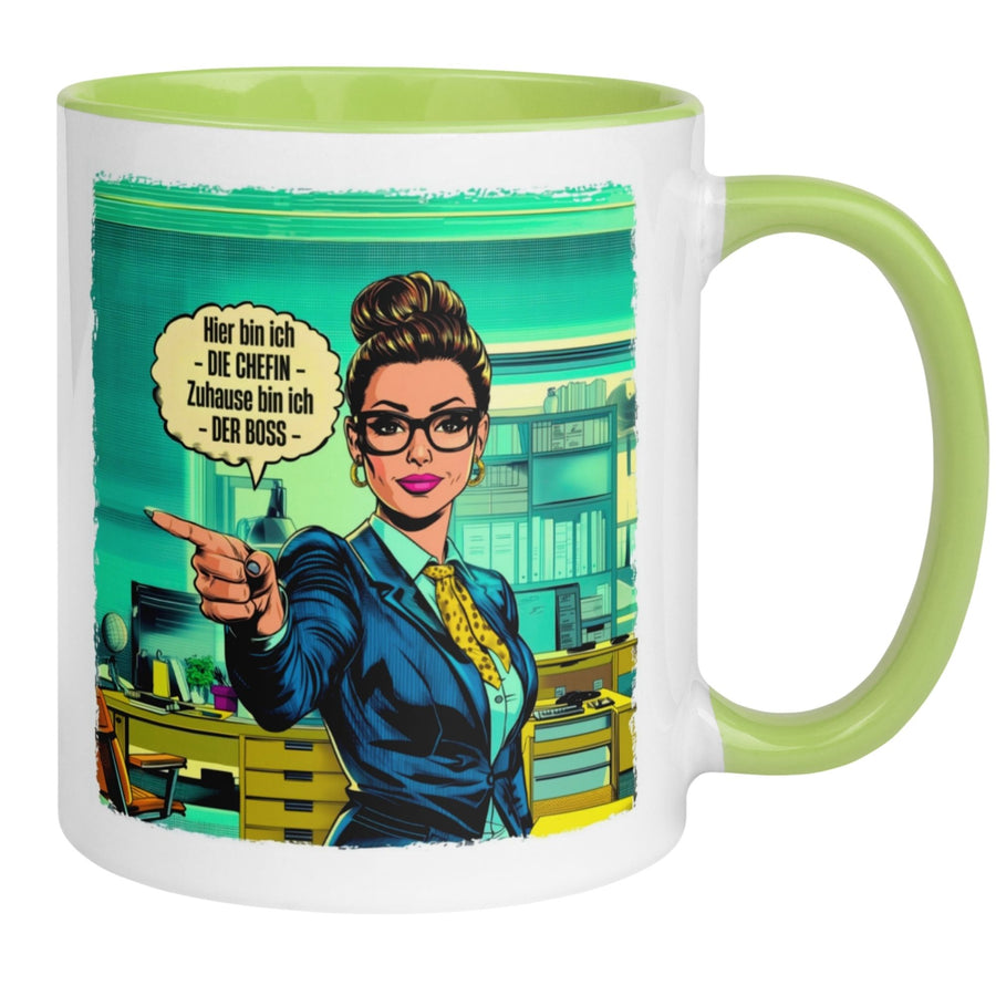Tasse Chefin | Selbstbewusst & Spruch | Hier bin ich die Chefin – Zuhause bin ich der Boss