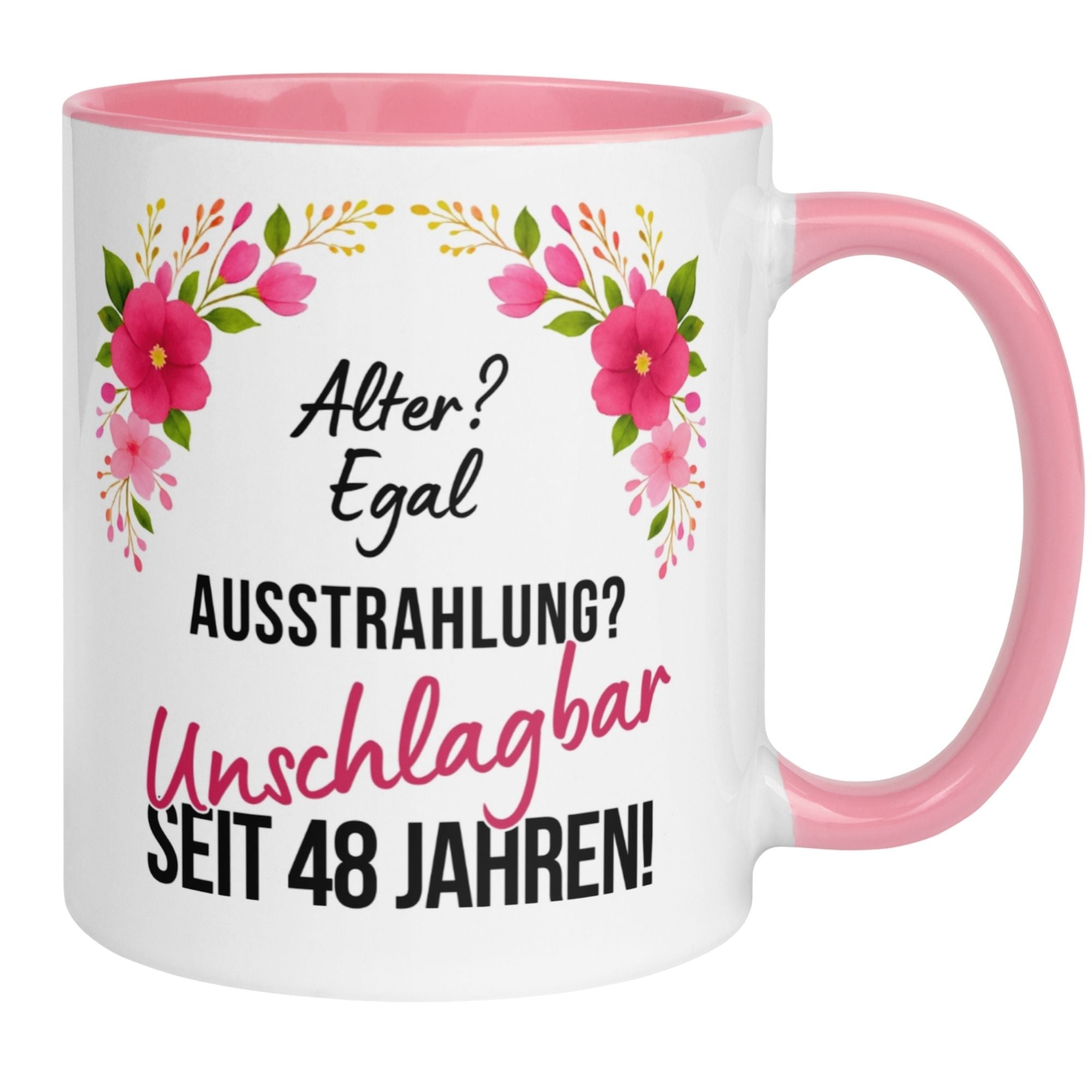 Momentals® Tasse 48. Geburtstag | Blumen & Spruch | Ausstrahlung - Unschlagbar seit 48 Jahren