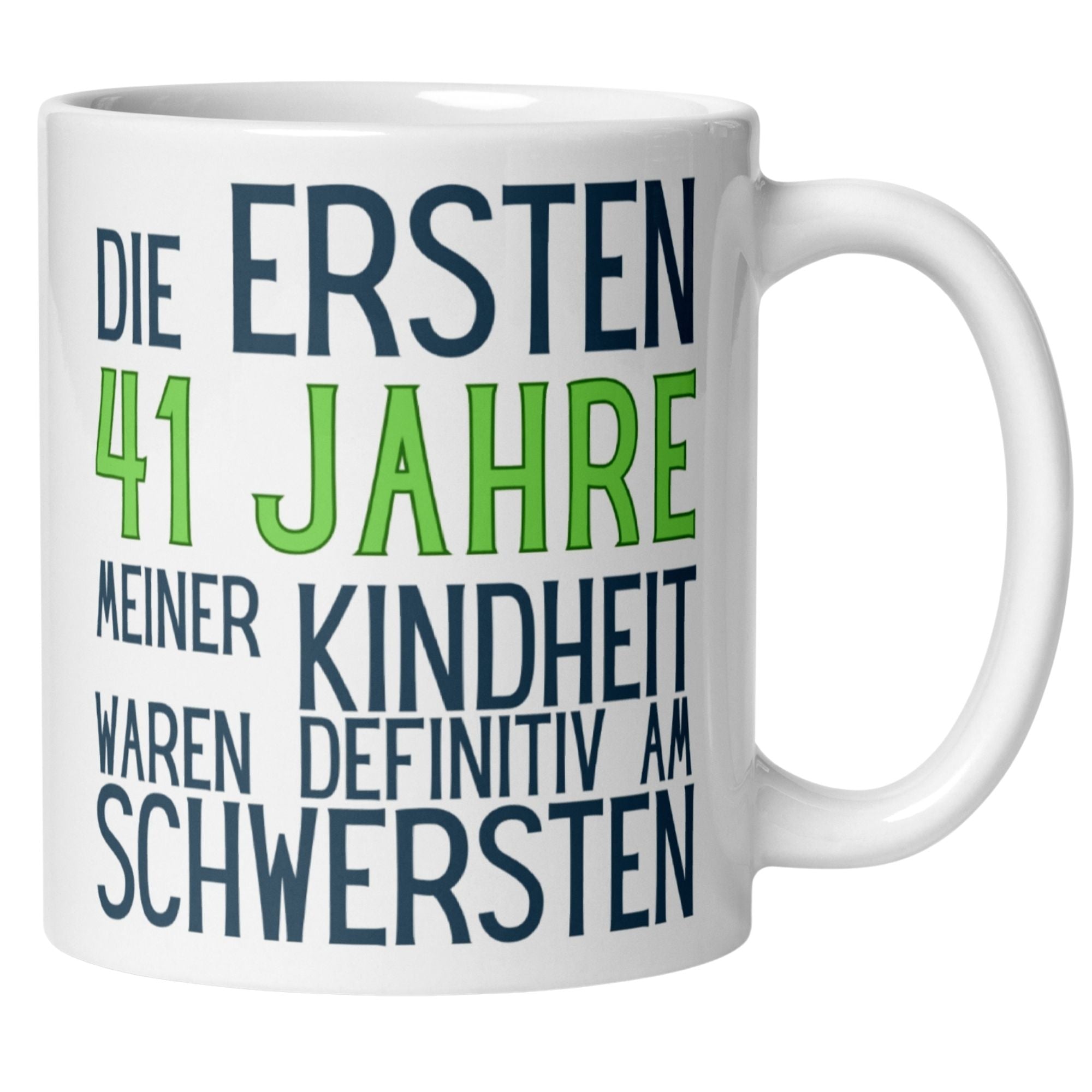 Momentals® Tasse 41. Geburtstag | Sarkasmus & Spruch | Die ersten 41 Jahre meiner Kindheit • Momentals