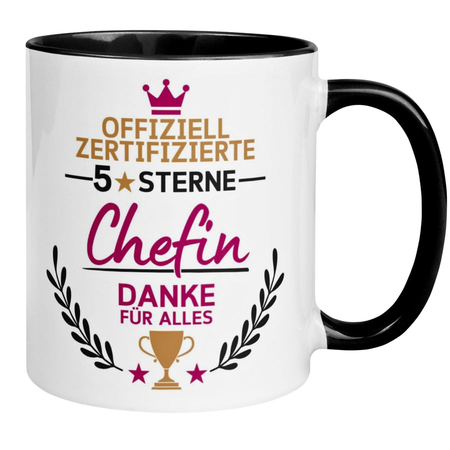 Tasse Chefin – „Offiziell zertifizierte 5-Sterne Chefin“ – Abschiedsgeschenk