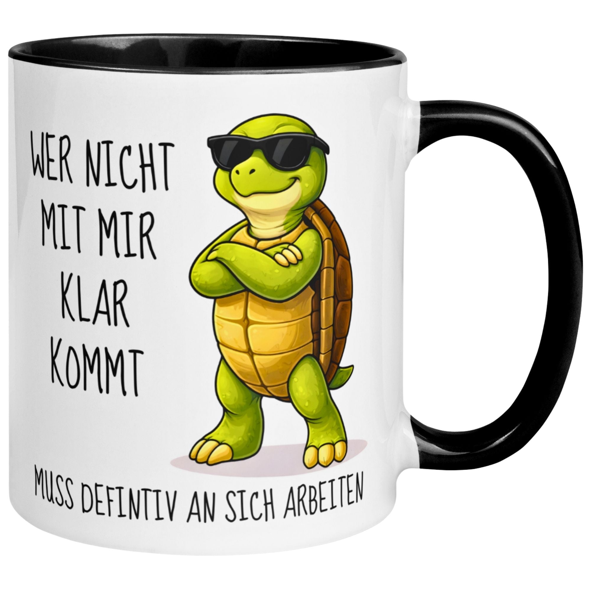 Tasse Schildkröte – „Wer nicht mit mir klar kommt“ – lustiges Schildkröten Geschenk