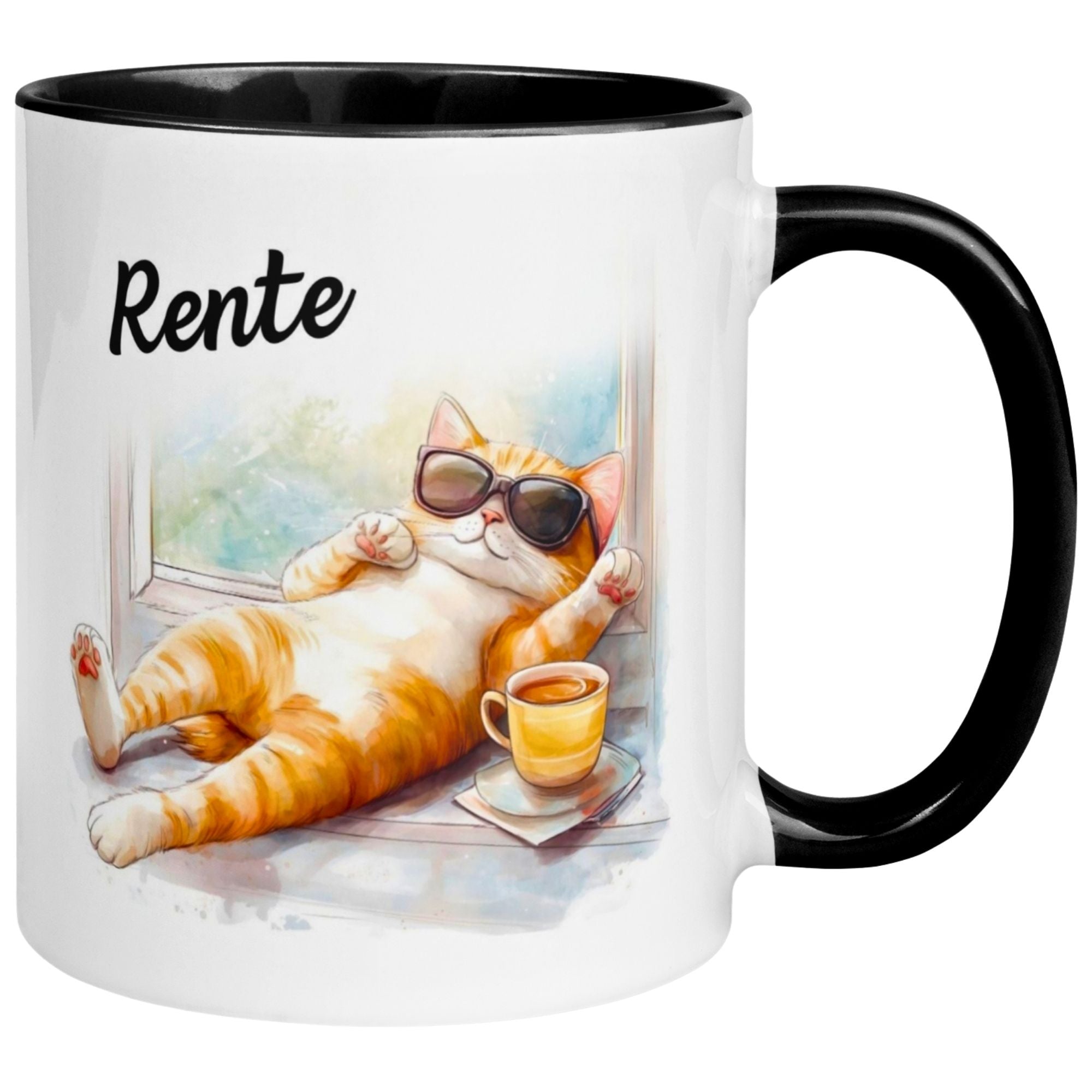 Tasse Rente – „Katze - Ab jetzt gibt’s nur noch Samstage“ – Becher zum Rentenbeginn