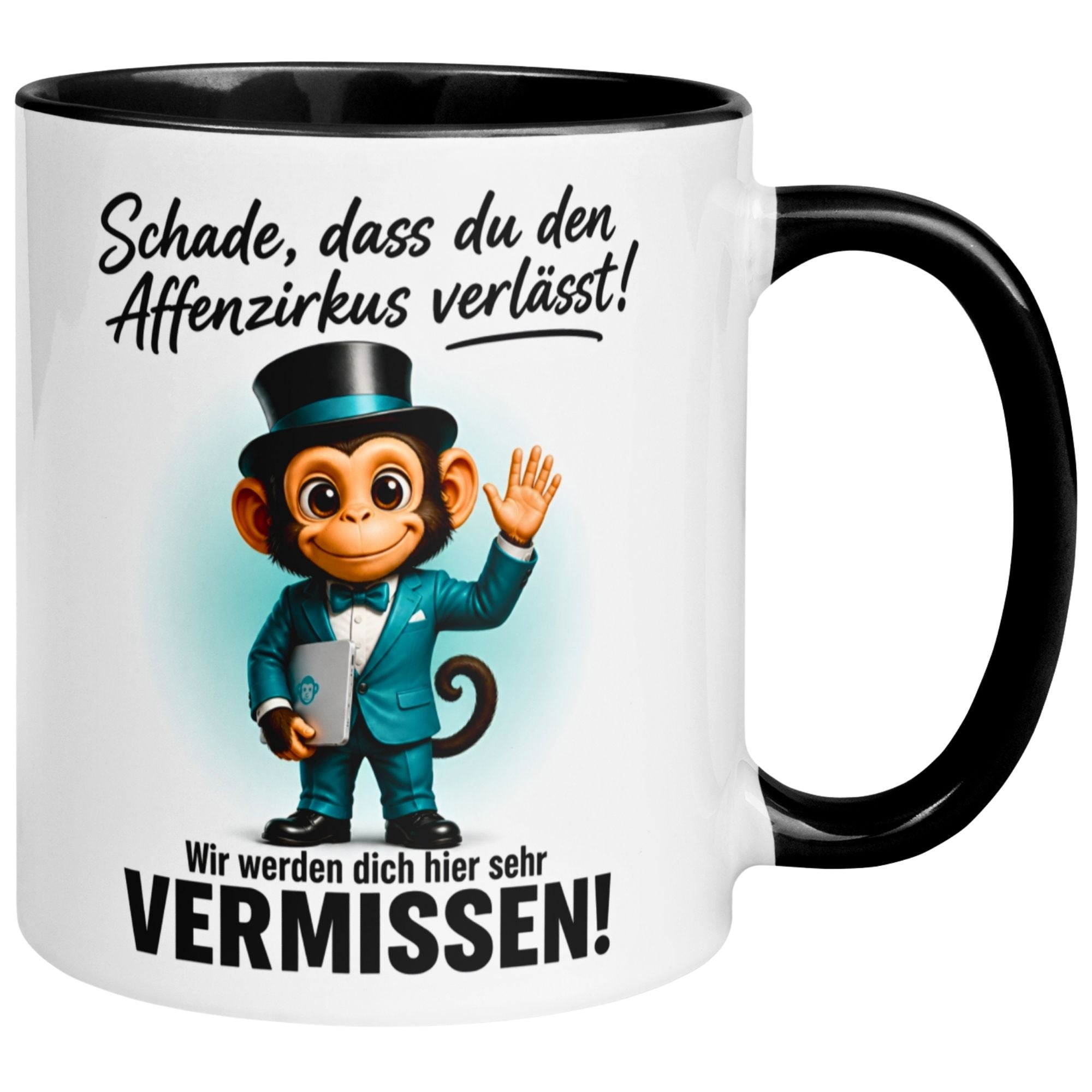 Tasse Abschied – „Schade dass du den Affenzirkus verlässt“ – Abschiedsgeschenk Kollegen