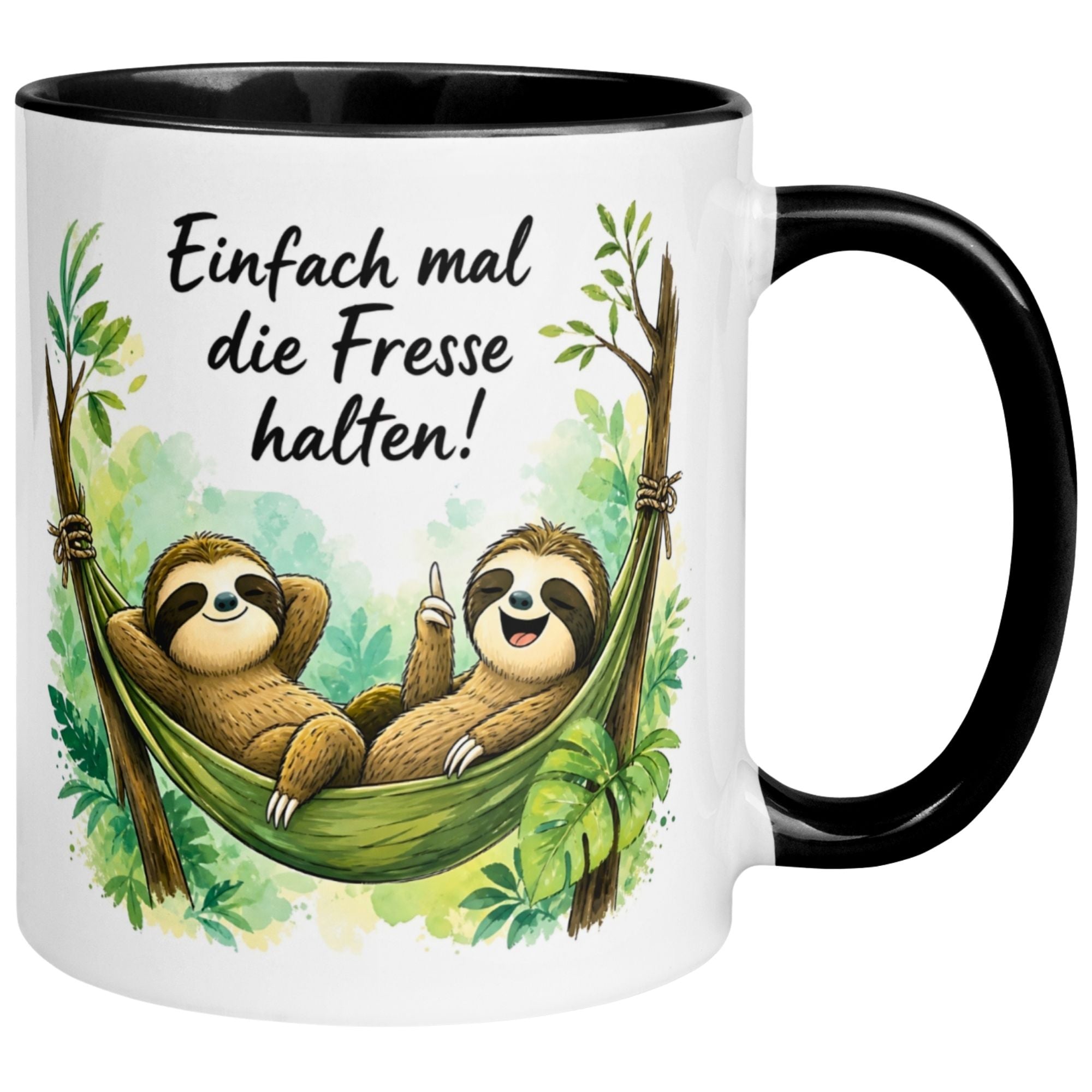 Tasse Faultier – „Einfach mal die Fresse halten“ – lustiger Geschenk Becher fürs Büro