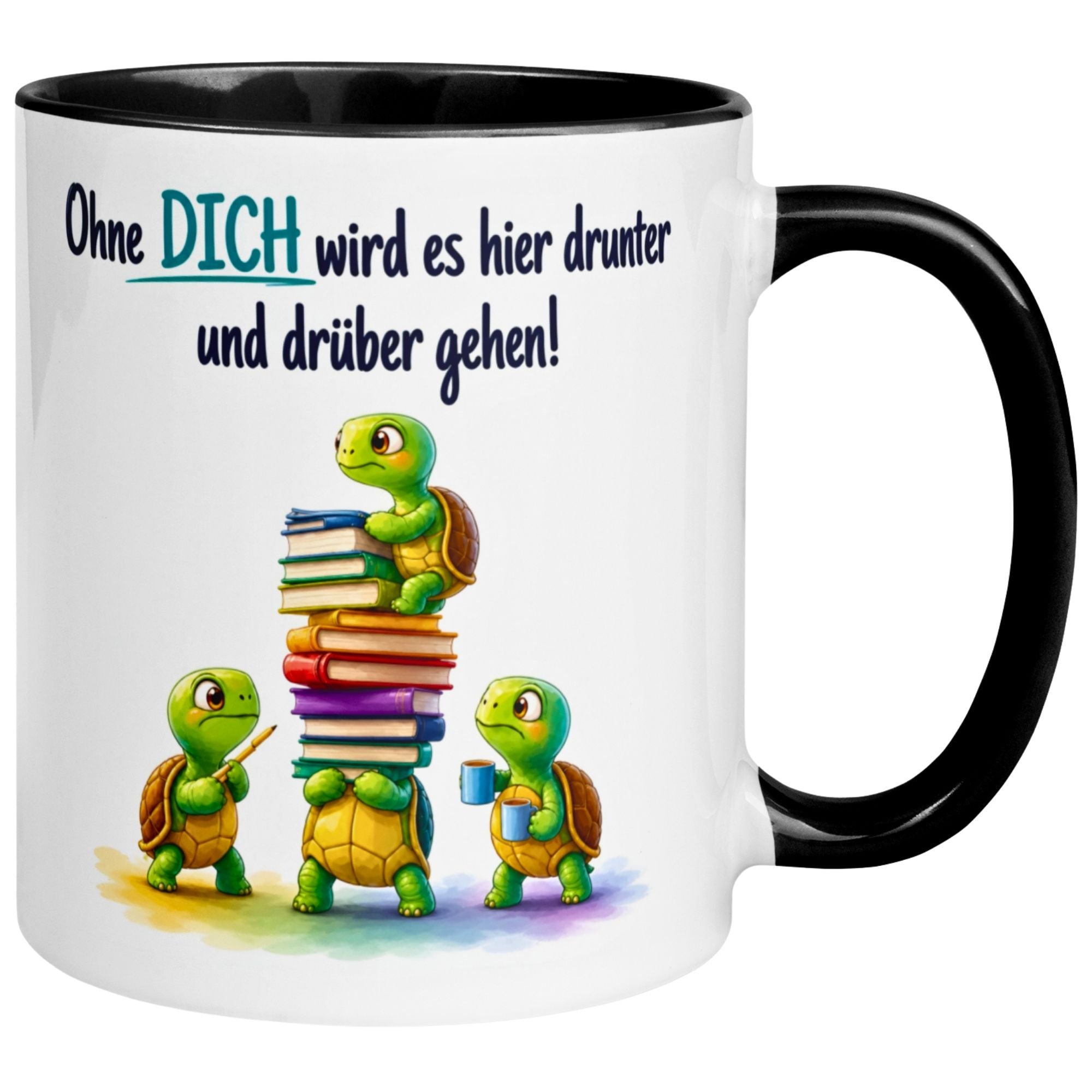 Tasse Abschied – „Ohne DICH wird es drunter und drüber gehen“ – Abschiedsgeschenk Kollegen