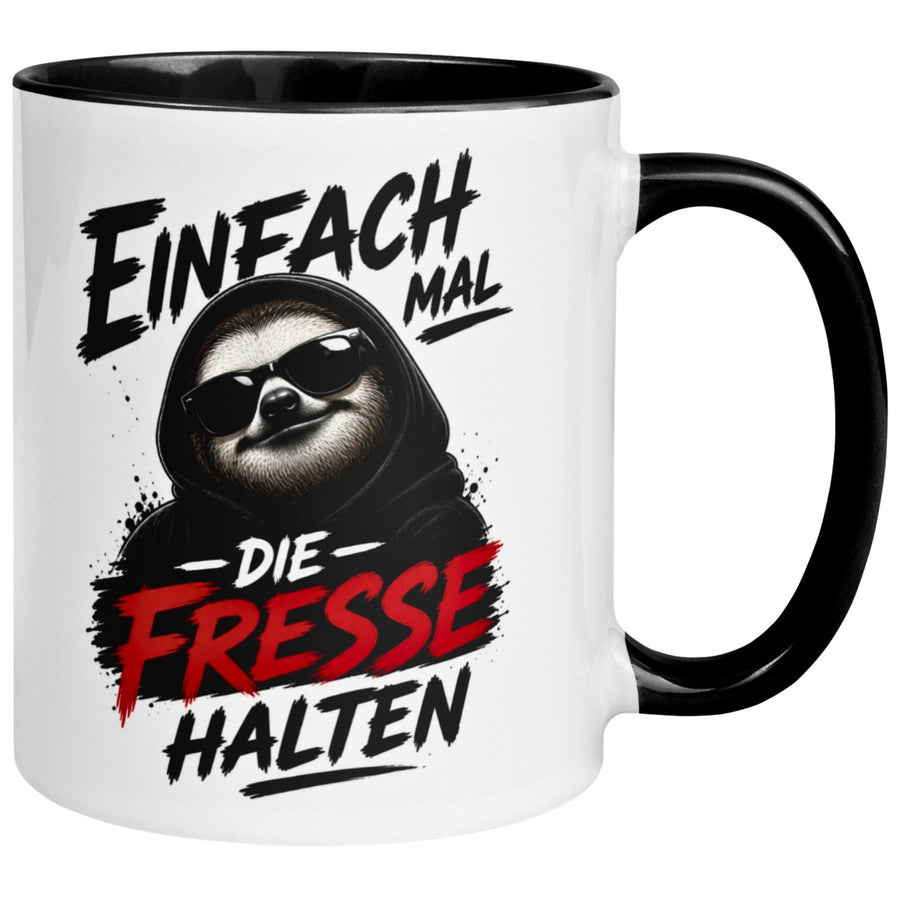 Tasse Faultier – „Einfach mal die Fresse halten“ – lustiger Morgenmuffel Becher