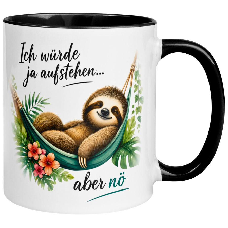 Tasse Faultier – „Ich würde ja aufstehen“ – lustiger Geschenk Becher für Morgenmuffel