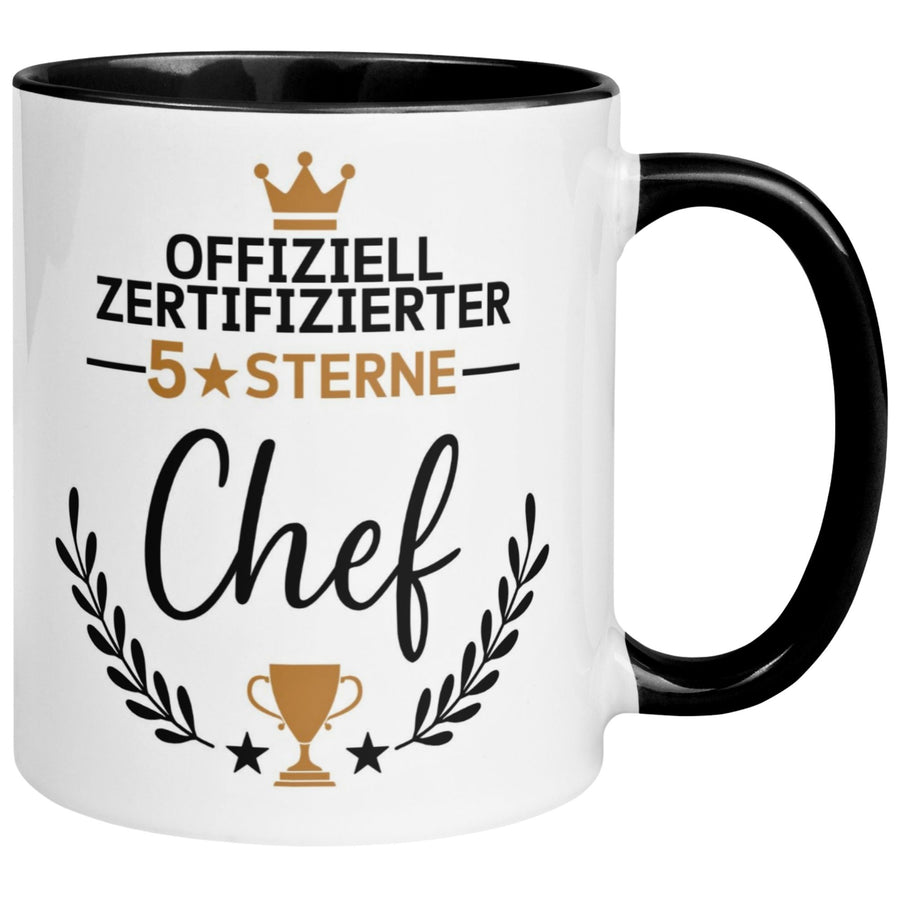 Tasse Chef – „Offiziell Zertifizierte 5 Sterne“ – Geschenk Becher Bester Chef