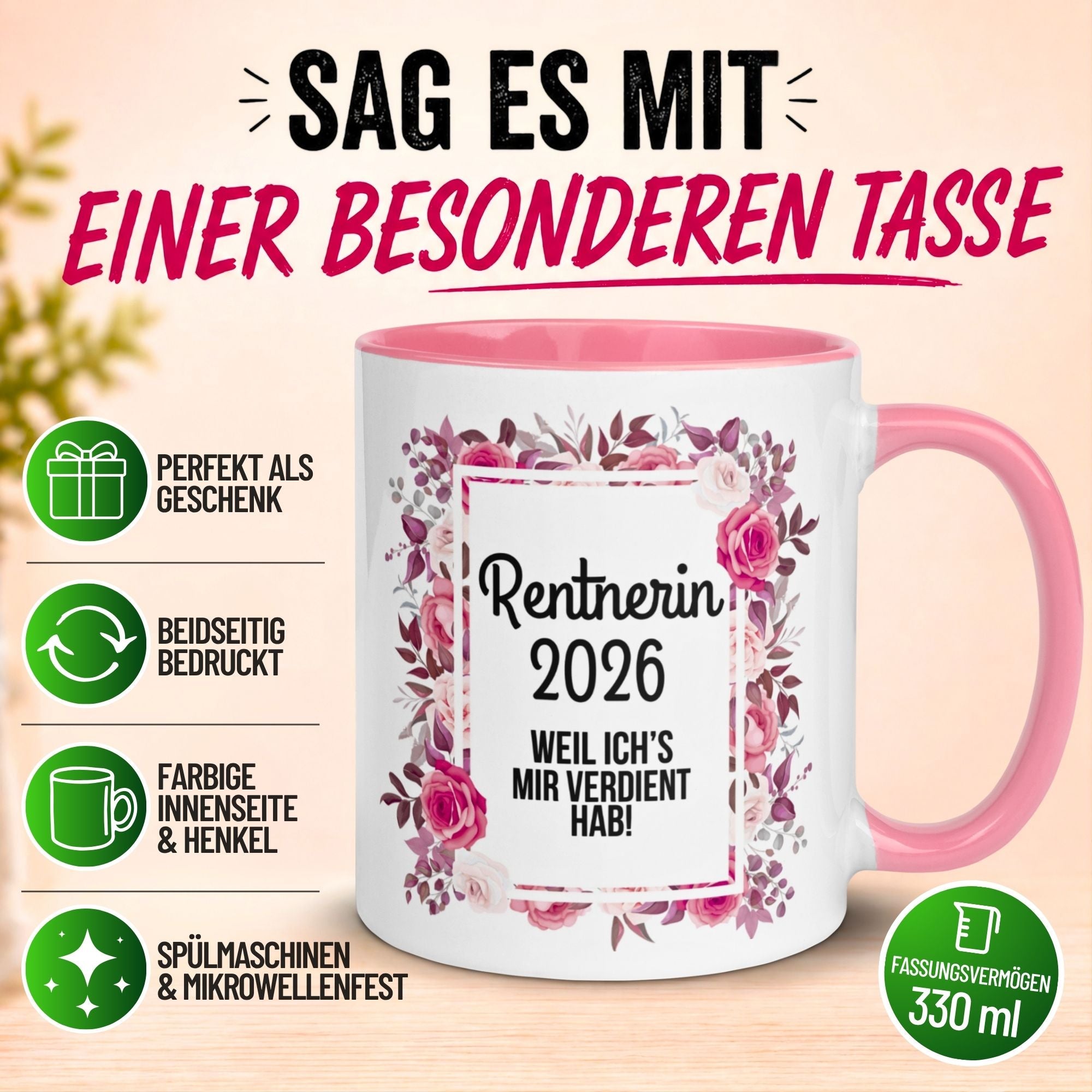 Tasse Rente Frau – „Rentnerin 2026 – Weil ich’s mir verdient hab“ – Geschenk Renteneintritt