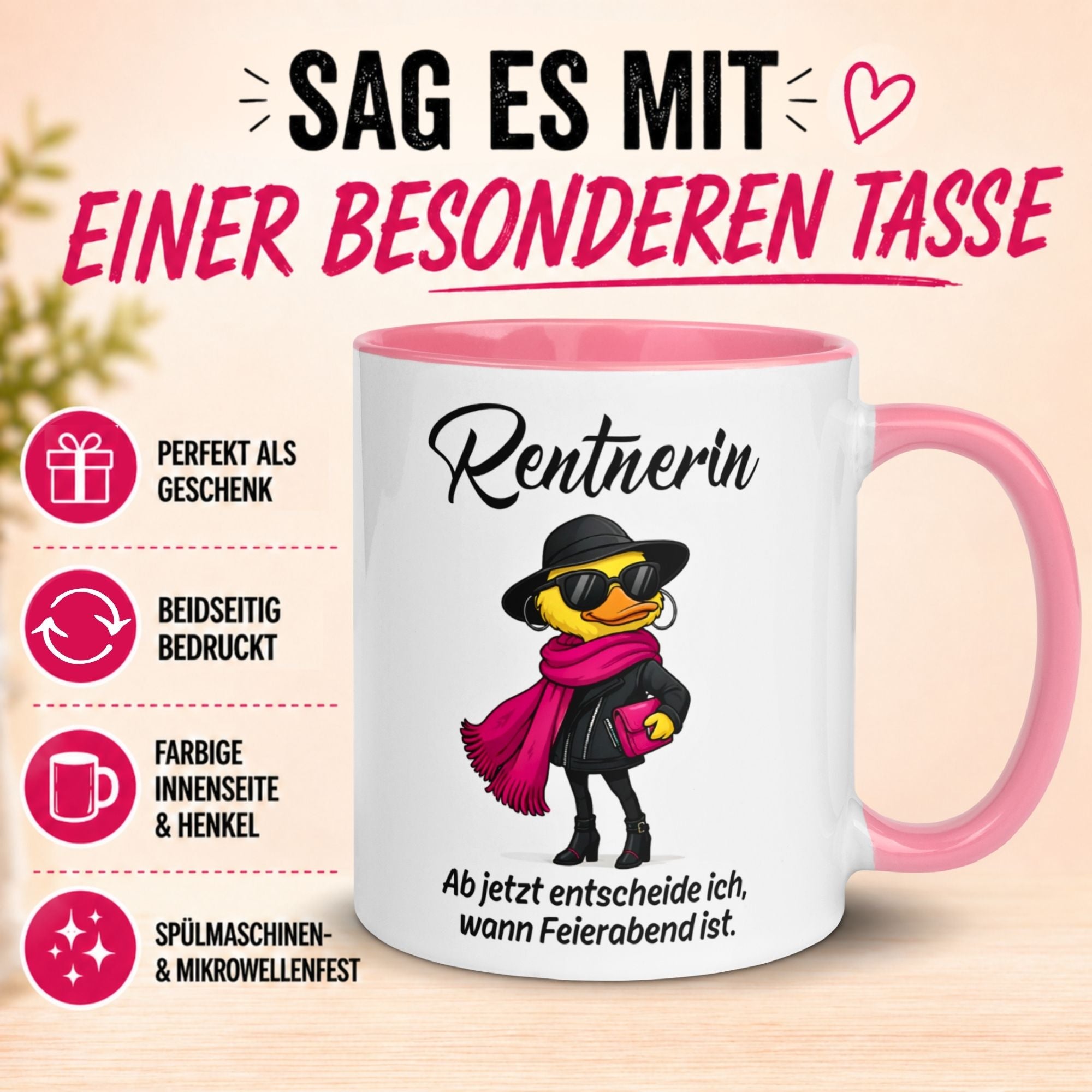 Tasse Rentnerin – „Ab jetzt entscheide ich wann Feierabend ist“ – Geschenk Rente Frau