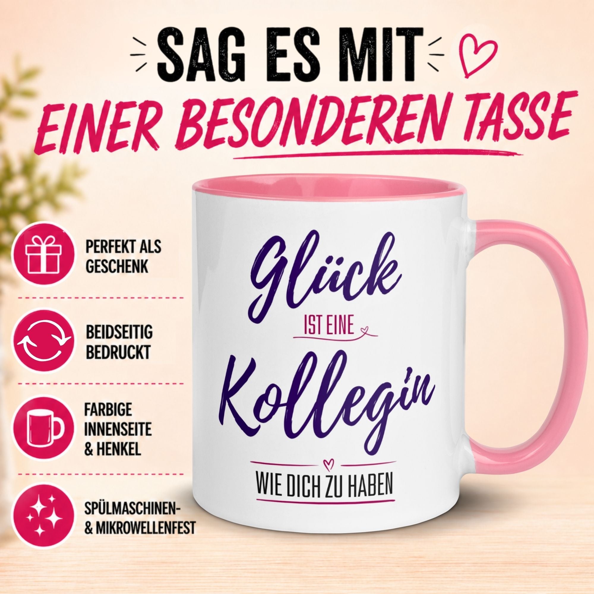 Tasse Kollegin – „Glück ist eine Kollegin wie Dich zu haben“ – Geschenk Beste Arbeitskollegin