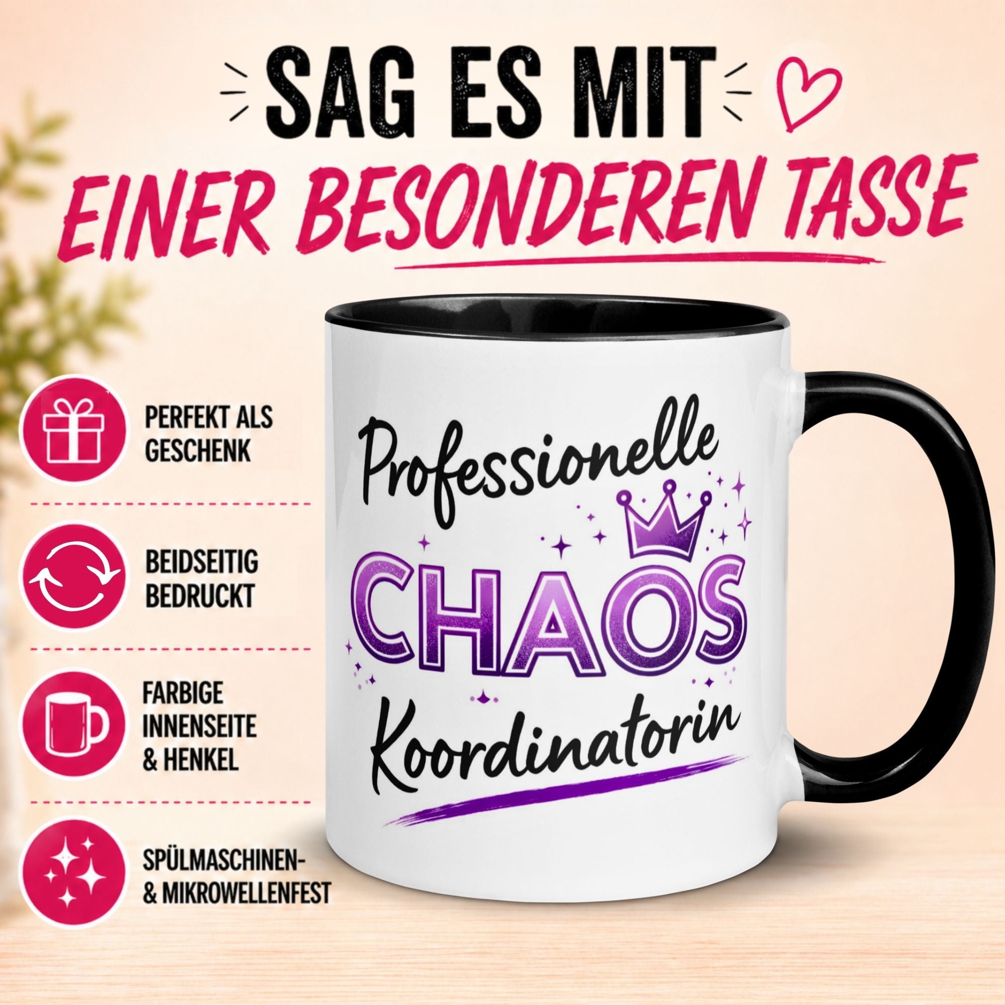 Tasse Kollegin – „Professionelle Chaos Koordinatorin“ – Geschenk Beste Arbeitskollegin