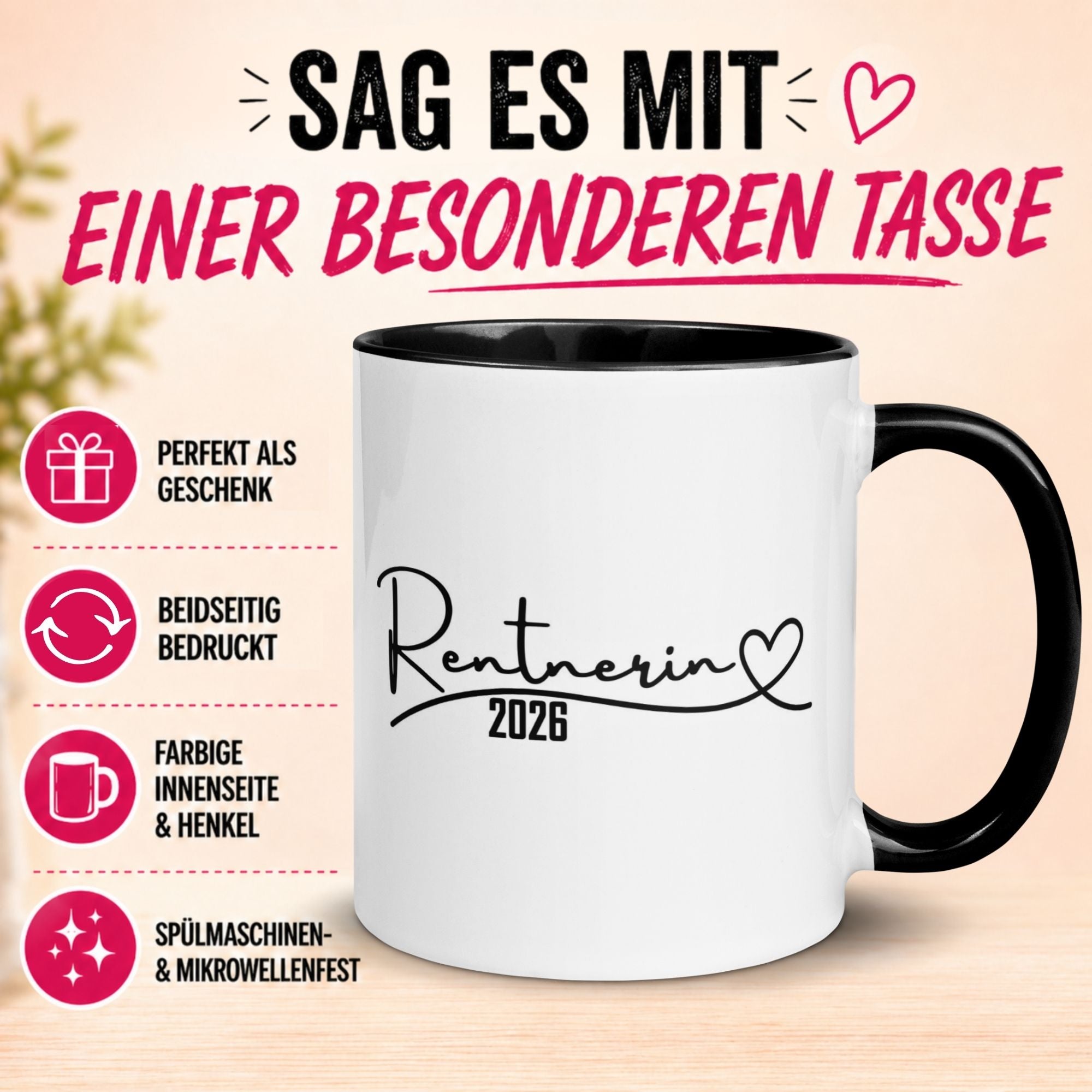 Tasse Rentnerin 2026 – „Rentnerin mit Herz“ – Geschenk Renteneintritt Frau