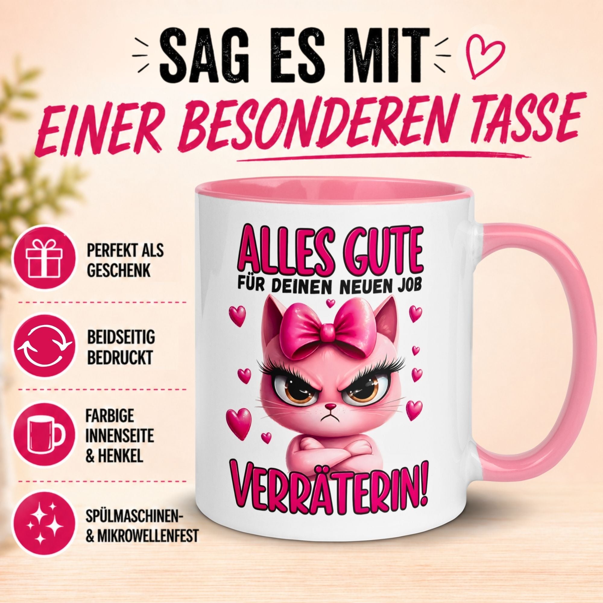 Tasse Abschied – „Alles Gute - Verräterin“ – Abschiedsgeschenk Kollegin