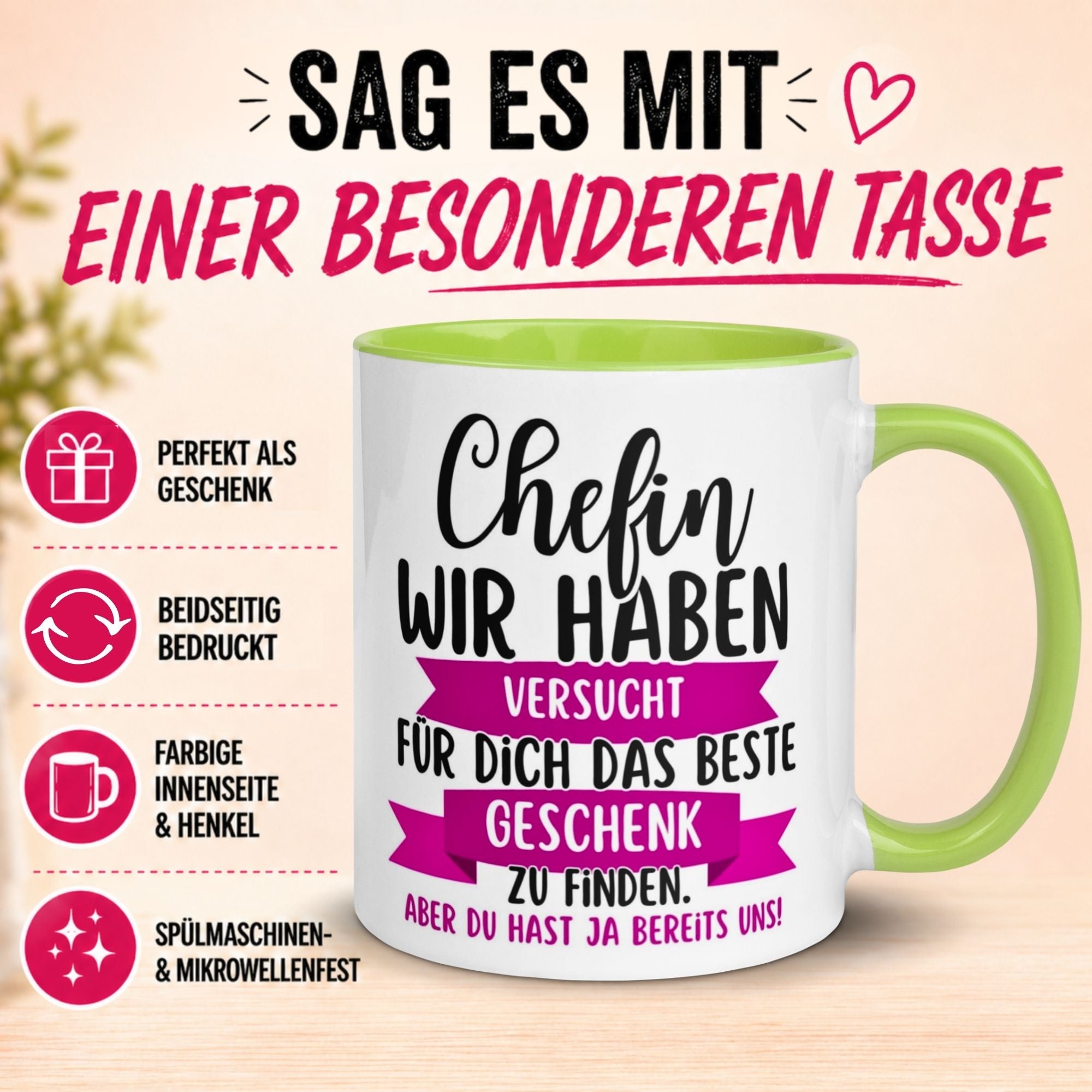 Tasse Chefin – „Wir haben es wirklich versucht“ – Geschenk Becher Chefin