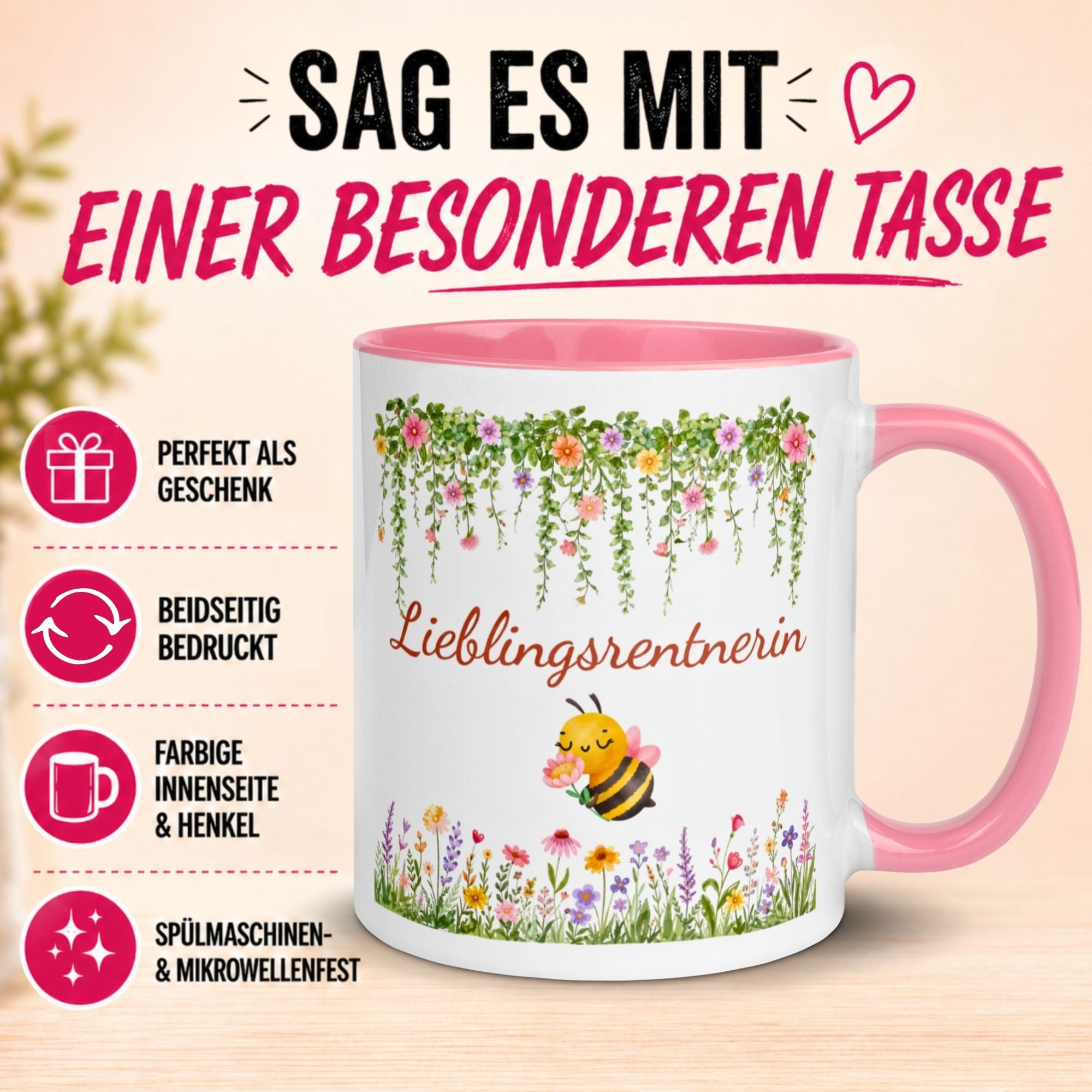 Tasse Rente Frau – „Lieblingsrentnerin“ – Geschenk Rentnerin Renteneintritt