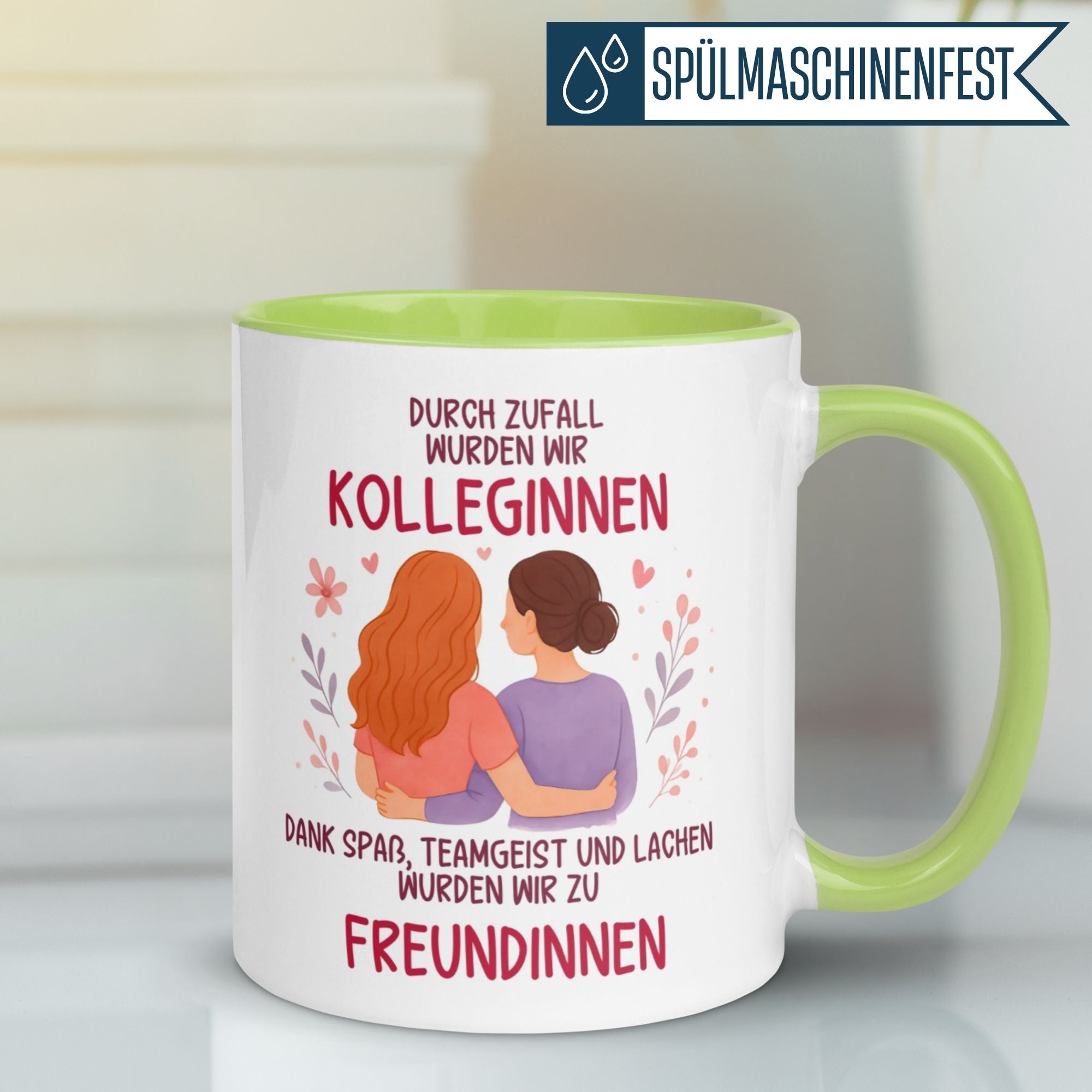 Momentals® Tasse Kollegin | Herzen & Spruch | Der Zufall machte uns zu Kolleginnen - Jetzt Freundinnen