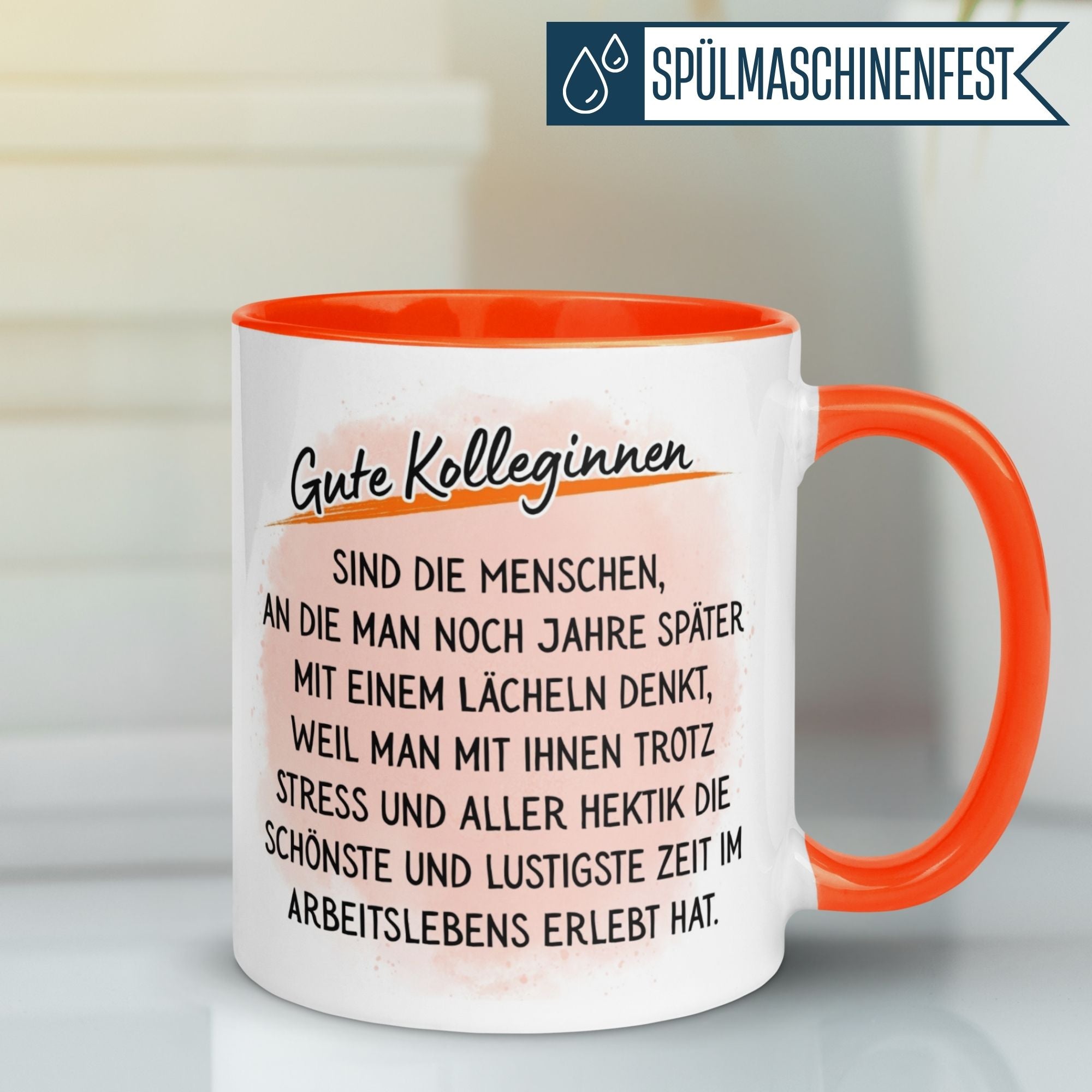 Tasse Kollegin – „An Gute Kolleginnen denkt man mit einem lächeln“ – Abschiedsgeschenk
