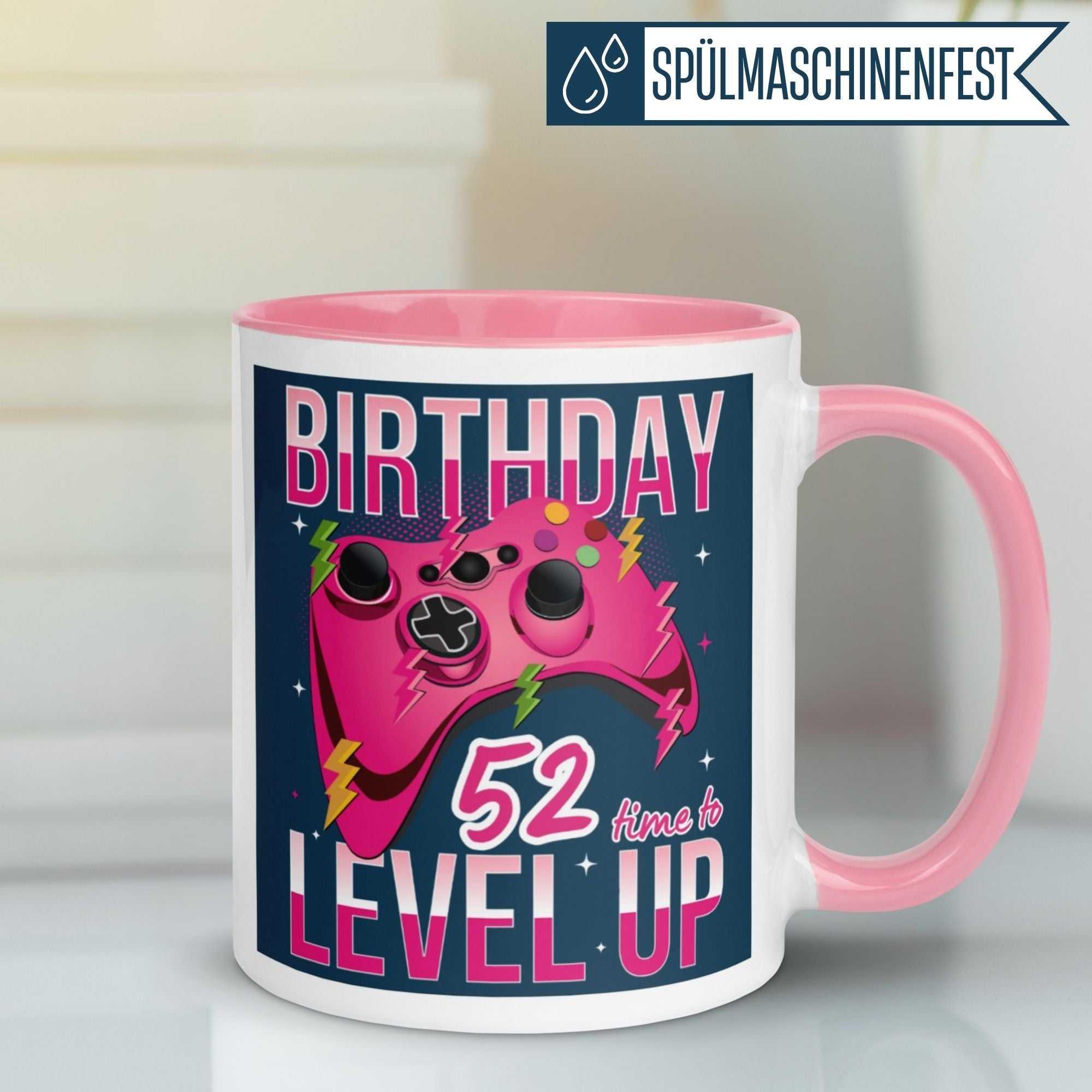 Momentals® Tasse 52. Geburtstag | Gaming & Spruch | Gamerin – Time to Level Up mit 52