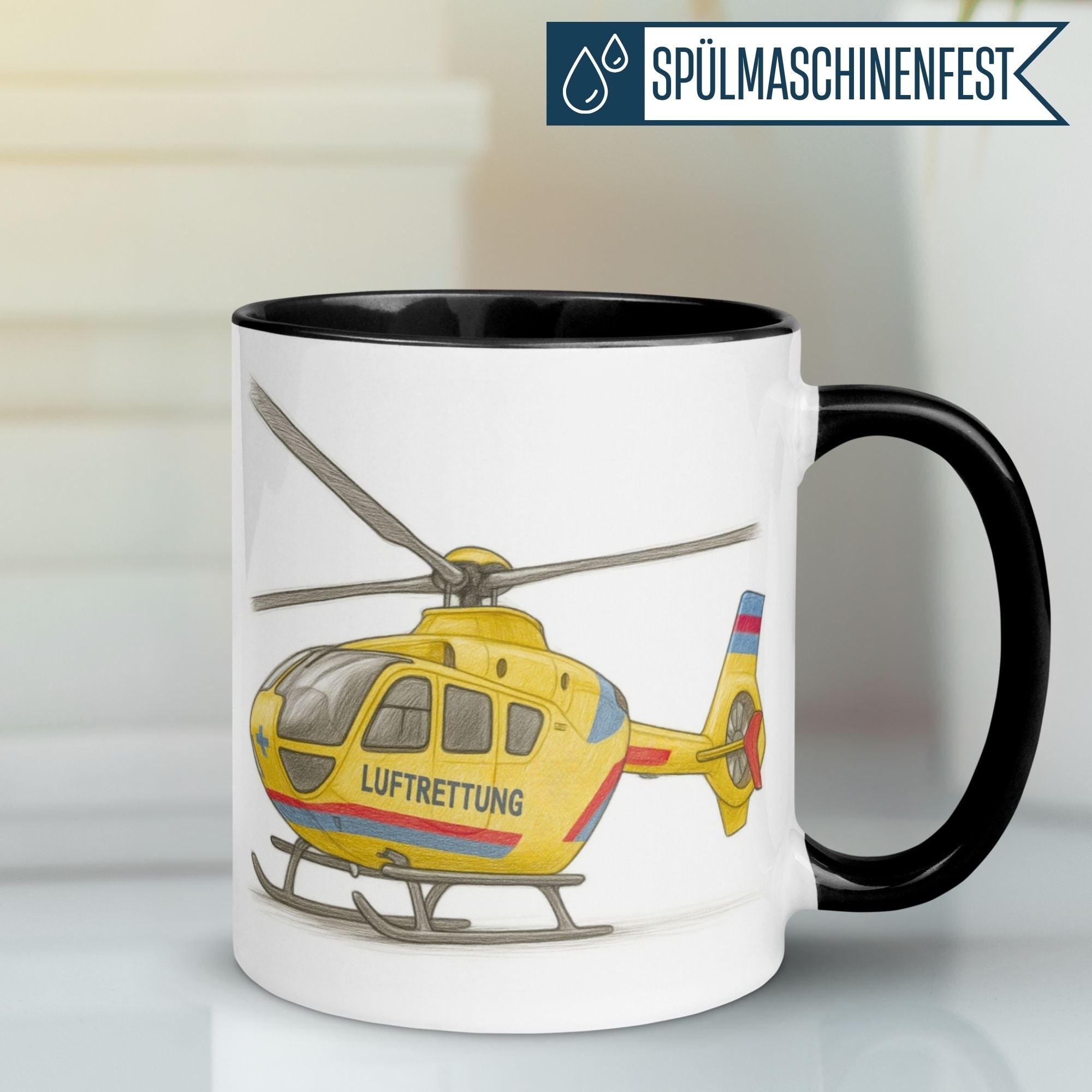 Momentals® Tasse | Rettungshubschrauber & Illustration | Luftrettung farbig