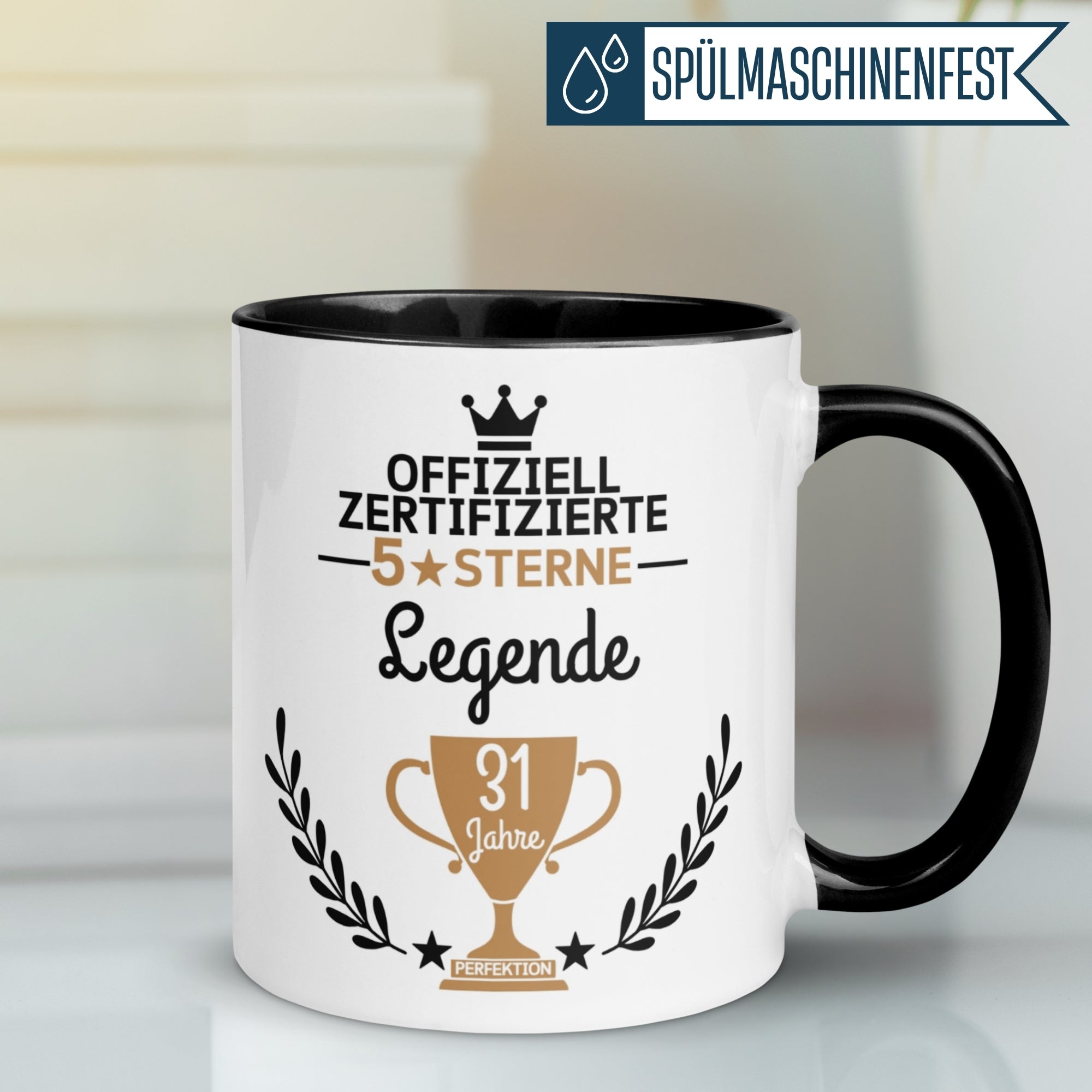 Tasse 31. Geburtstag | Pokal & Spruch | Zertifizierte Legende - 31 Jahre Perfektion