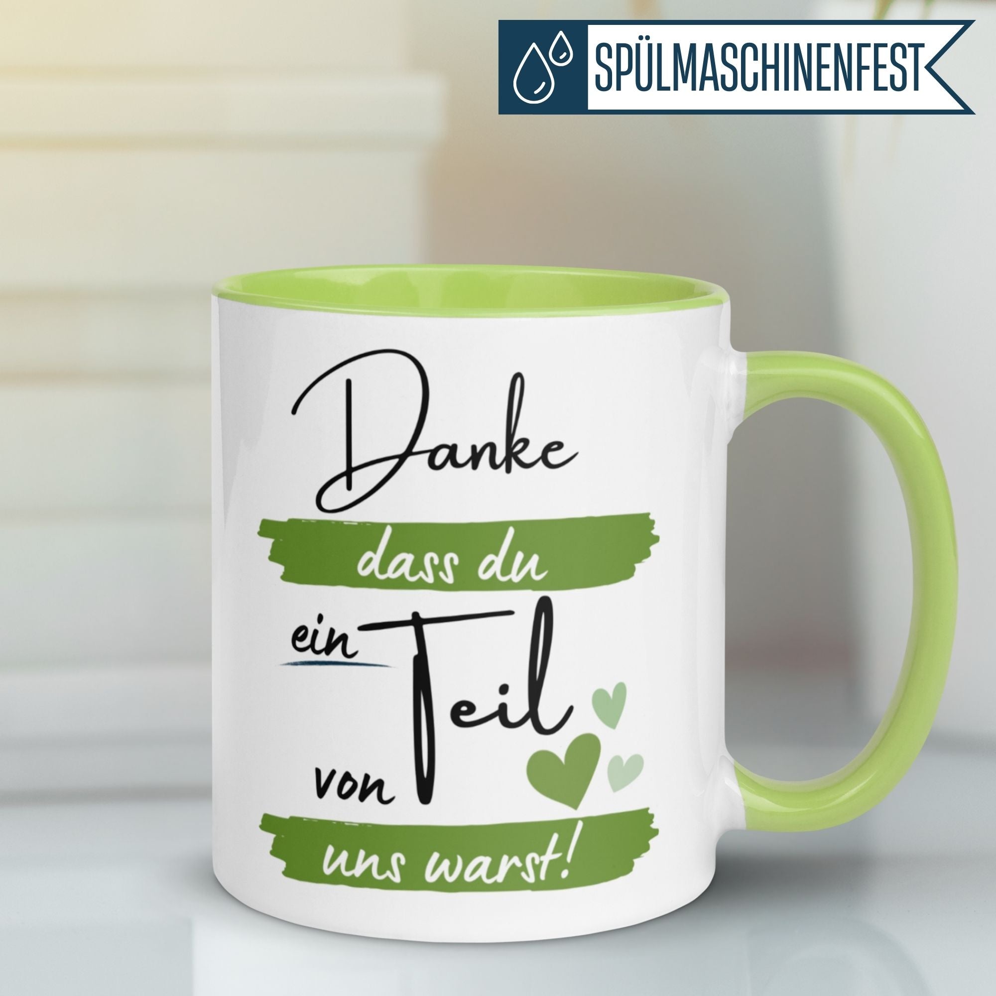 Momentals® Tasse Kollegin | Herz & Spruch | Danke dass du ein Teil von uns warst