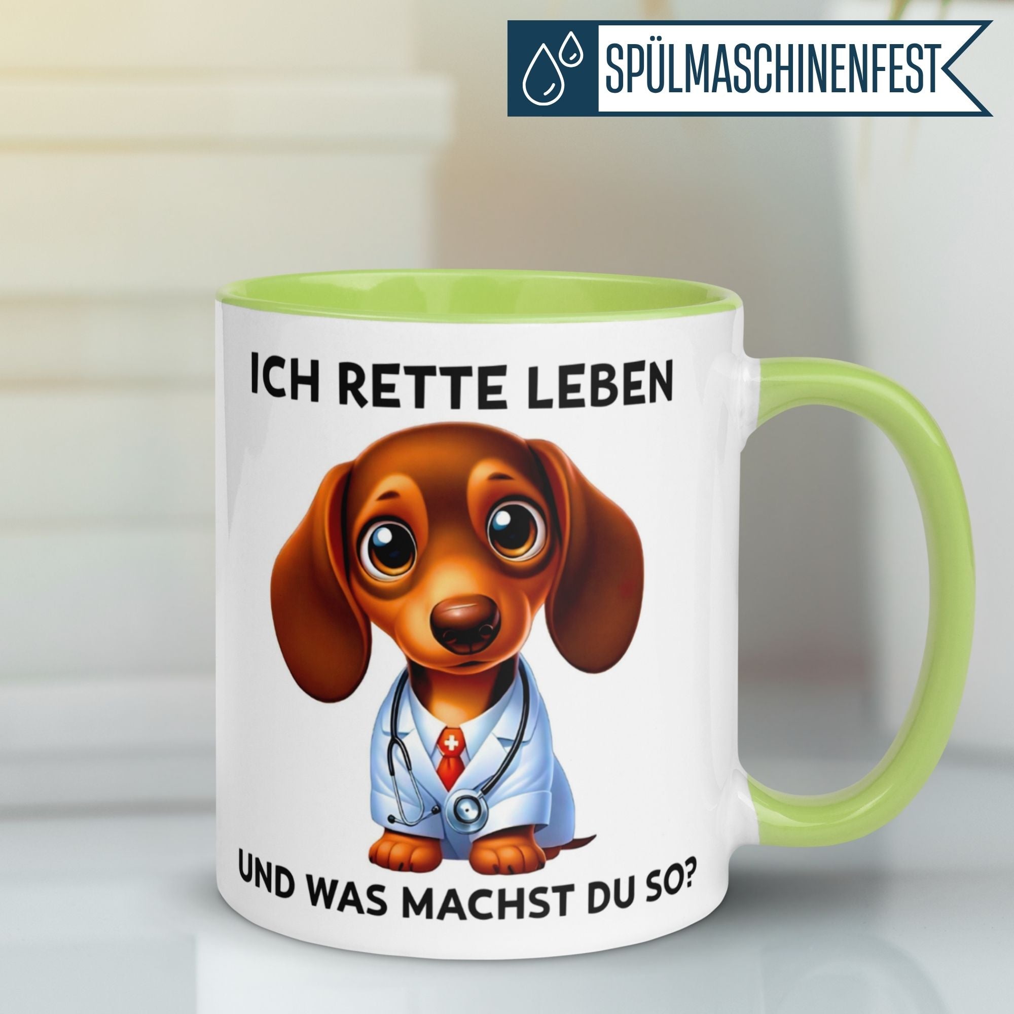 Momentals® Tasse | Dackel & Spruch | Ich rette Leben und was machst du so