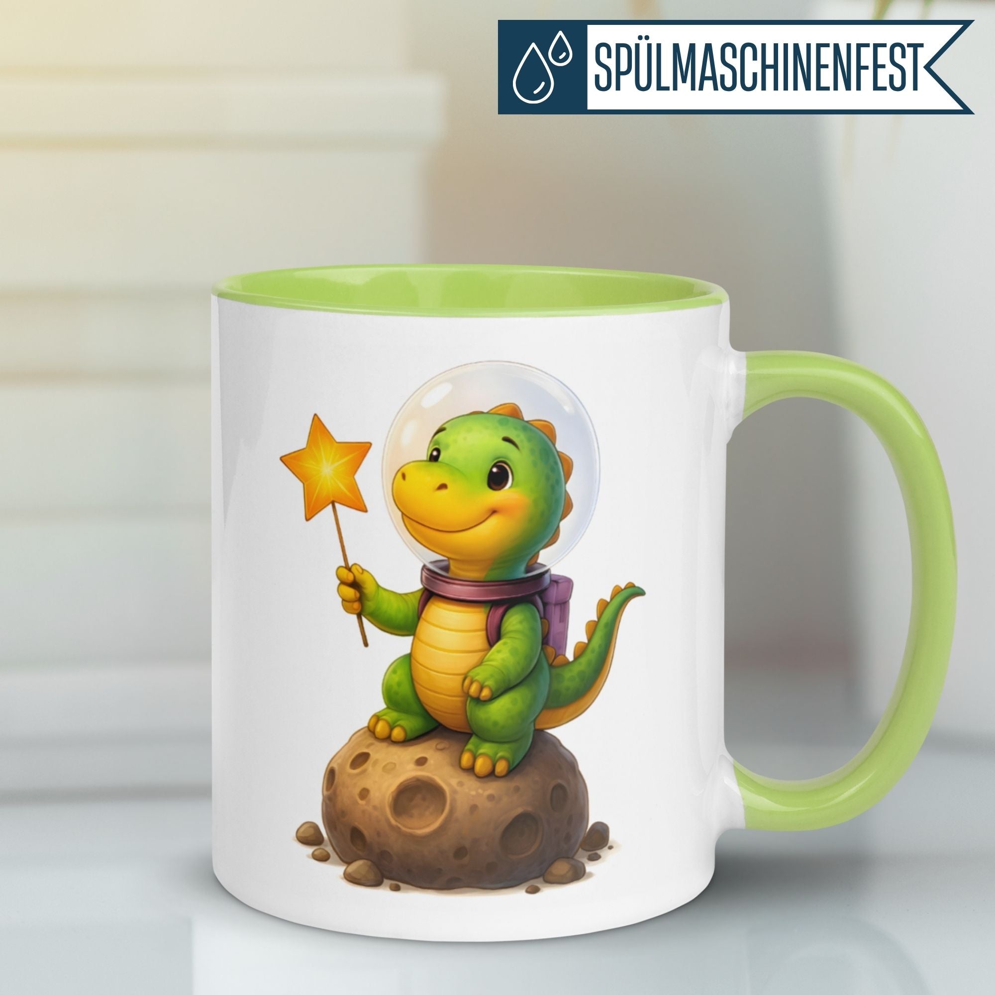 Tasse Dinosaurier – „Astronaut“ – Dino im Weltall Geschenk Becher