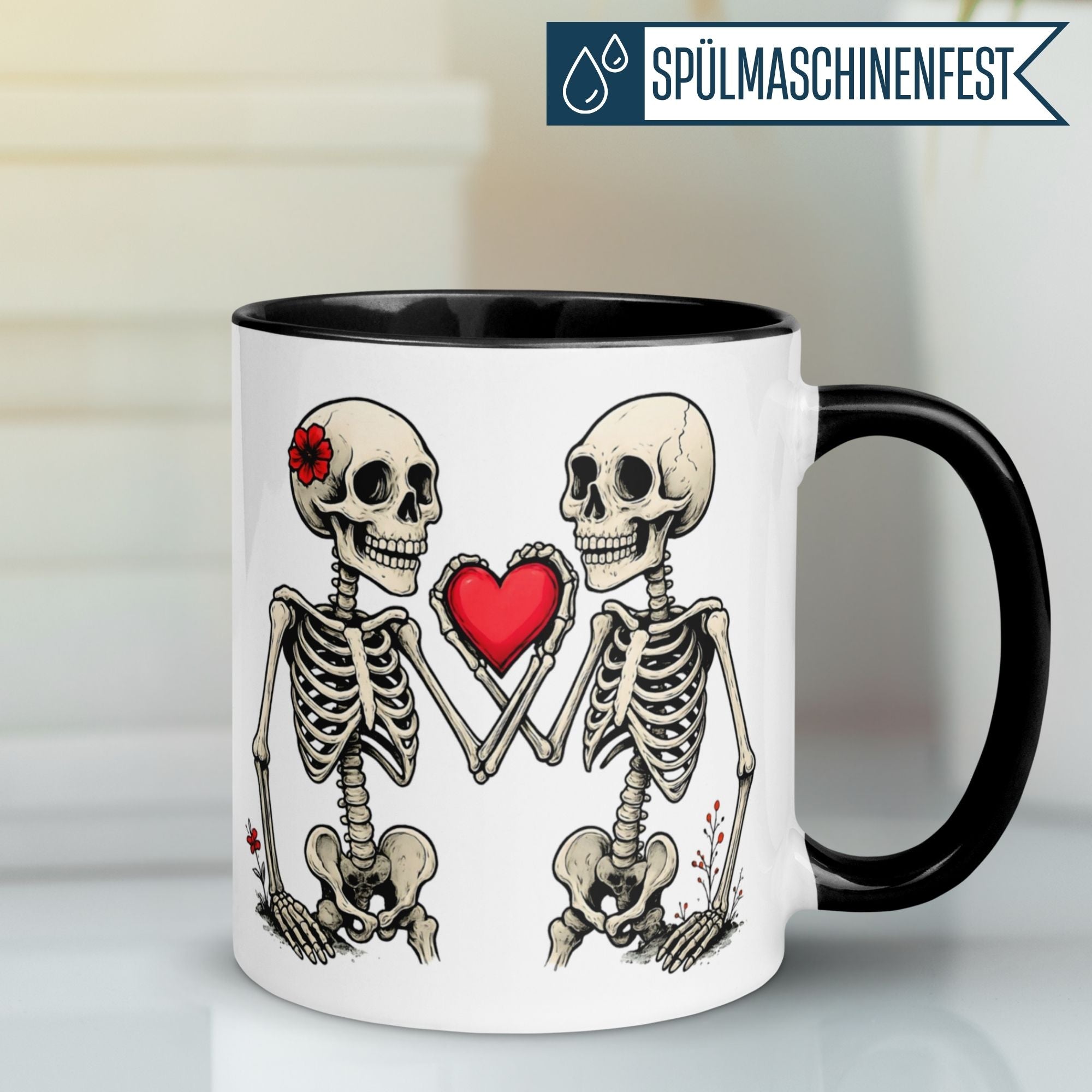 Momentals® Tasse Liebe | Skelett & Spruch | Meine Liebe zu dir ist grenzenlos