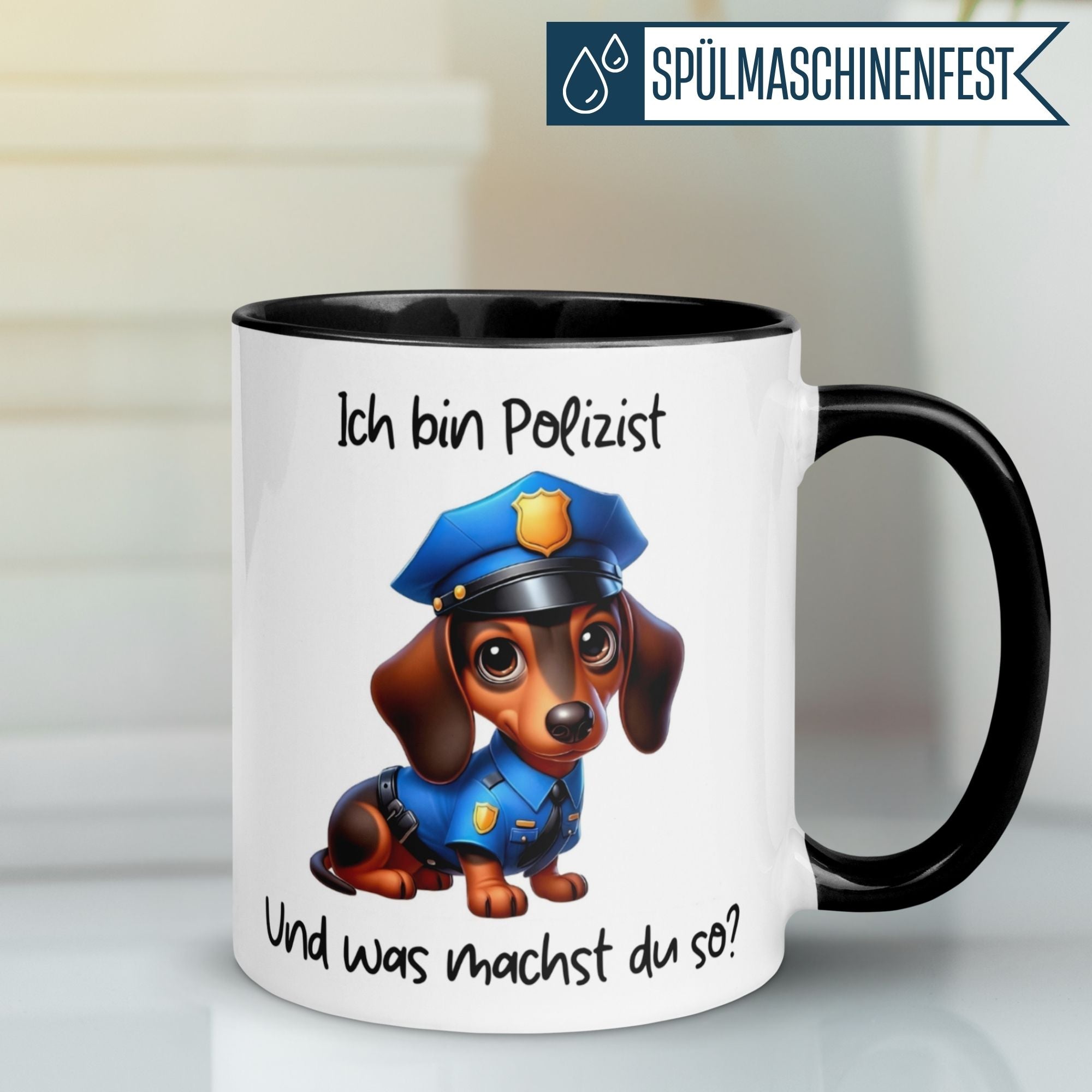 Tasse Dackel – „Ich bin Polizist“ – lustiger Polizei Geschenk Becher