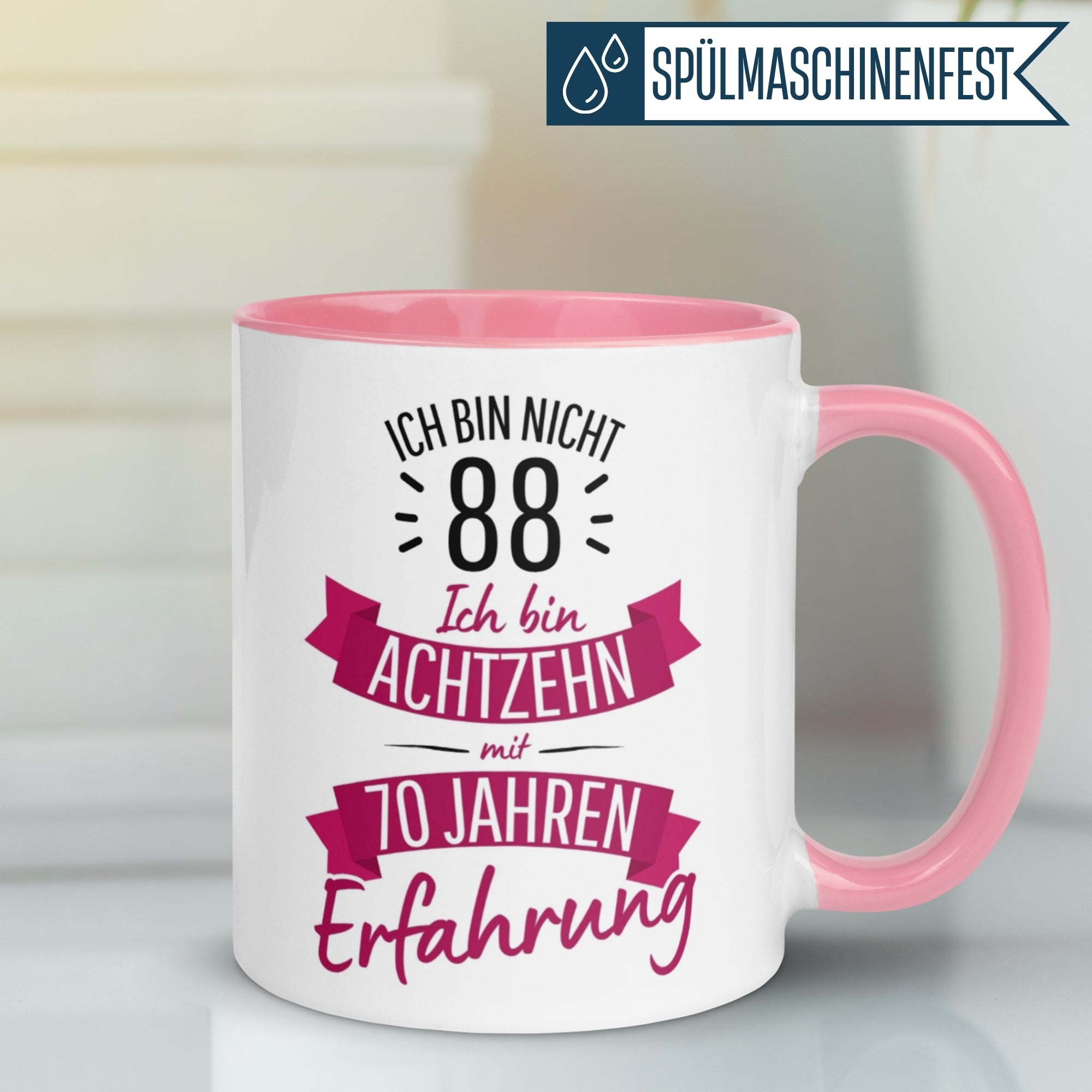 Momentals® Tasse 88. Geburtstag | Sarkasmus & Spruch | Ich bin nicht 88 – Ich hab Erfahrung