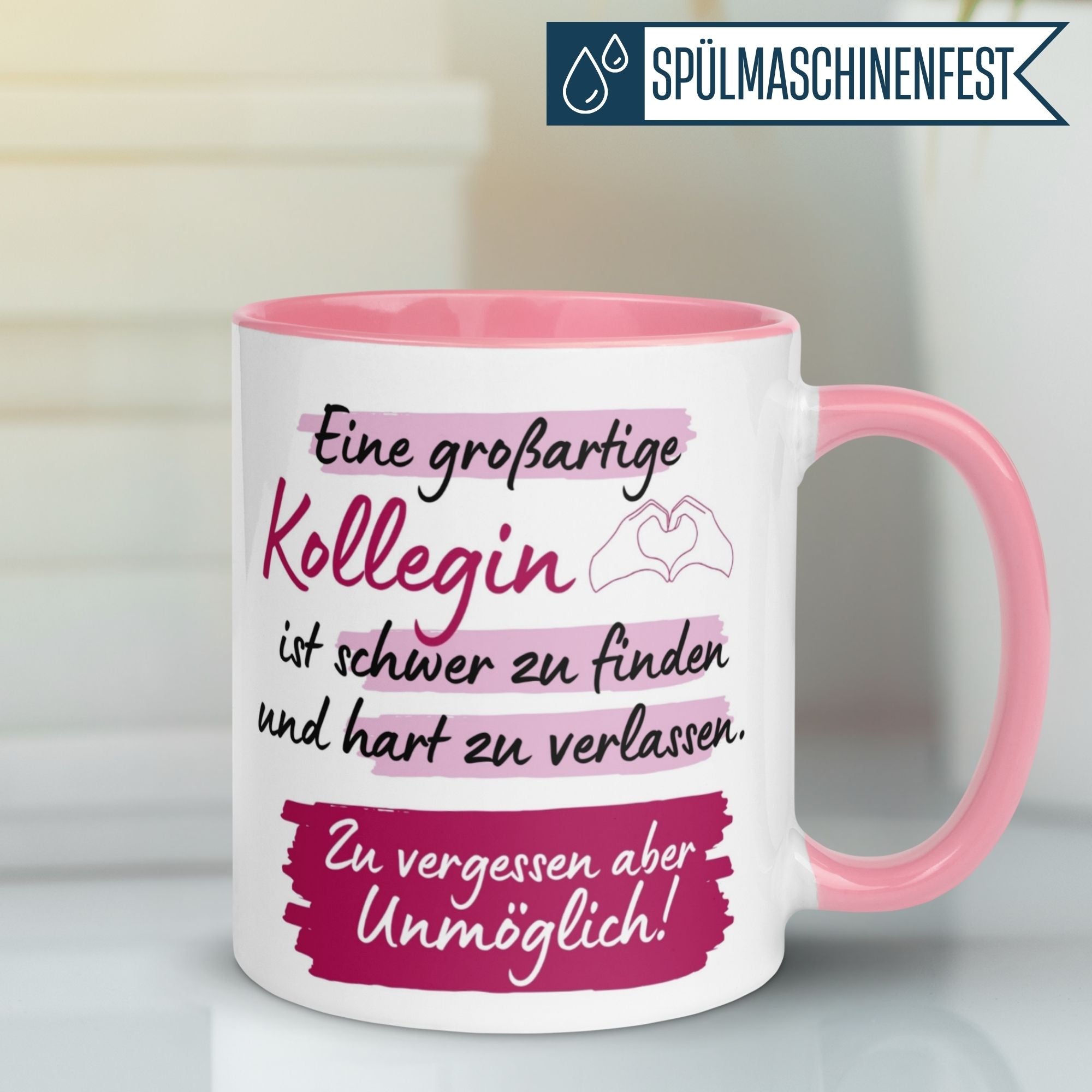 Momentals Tasse für Kollegin mit Herz-Spruch: "Unvergesslich!" Ideal als Dankeschön.