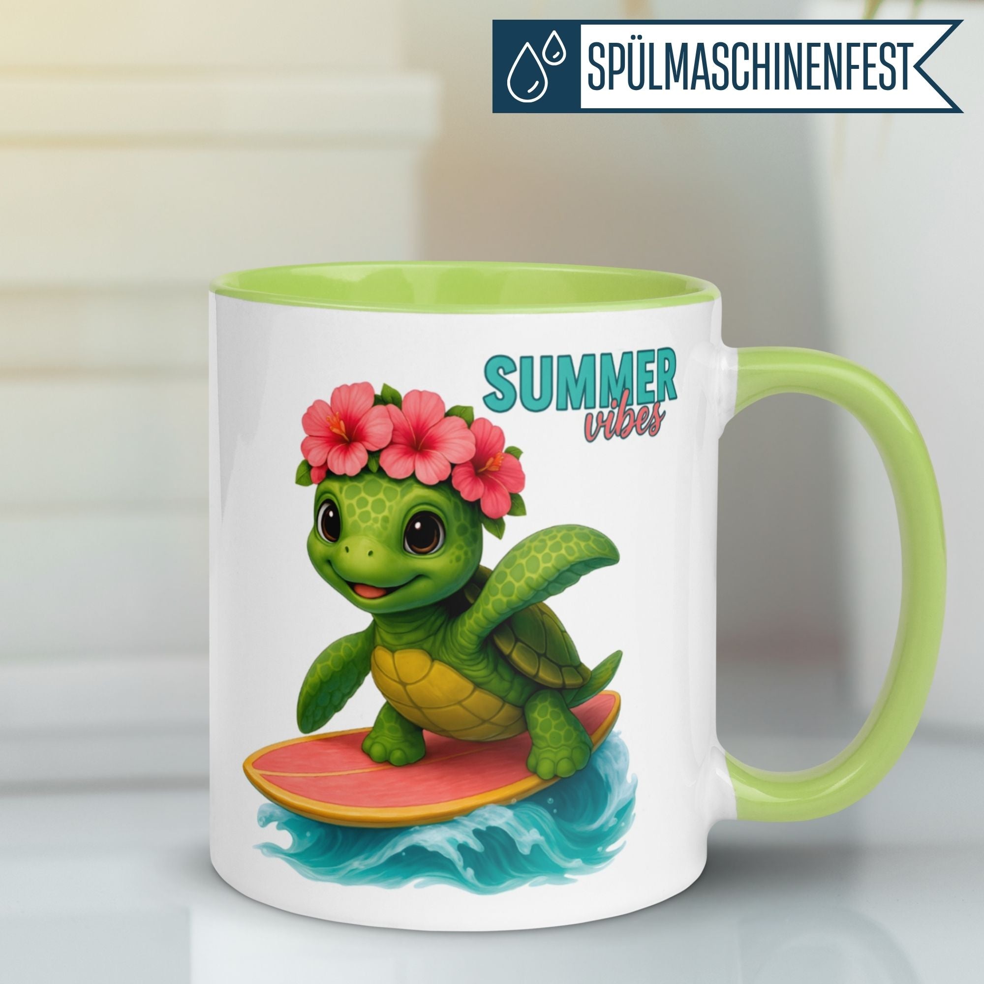 Schildkröte Tasse | Summer Vibes - Surfende Schildkröte