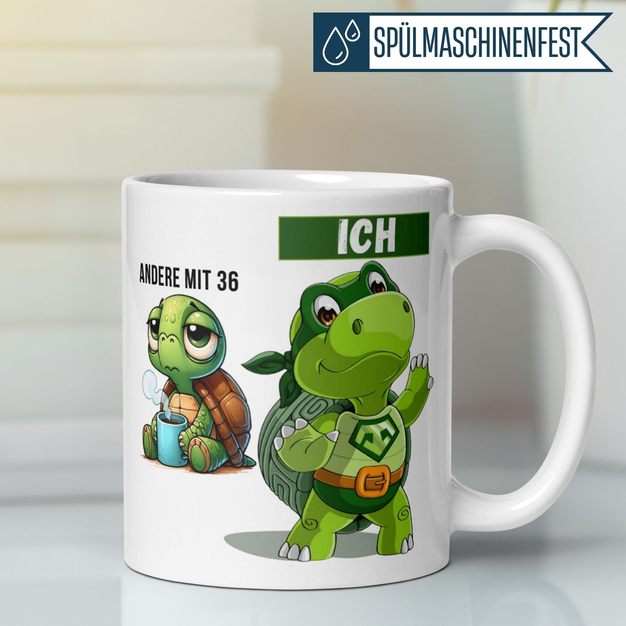 Momentals® Tasse 36. Geburtstag | Schildkröte & Spruch | Andere mit 36 und Ich • Momentals