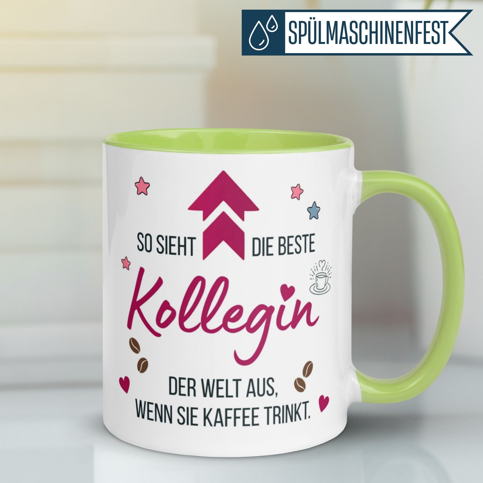 Momentals Tasse für die beste Kollegin mit fröhlichem Motiv und Kaffee-Spruch