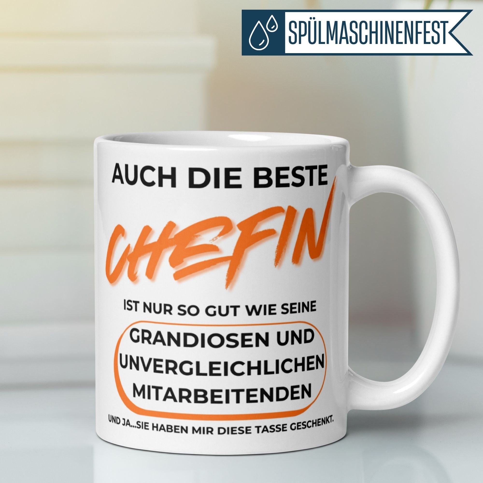 Momentals® Tasse Chefin | Teamgeist & Spruch | Auch die beste Chefin ist nur so gut wie ihr Team