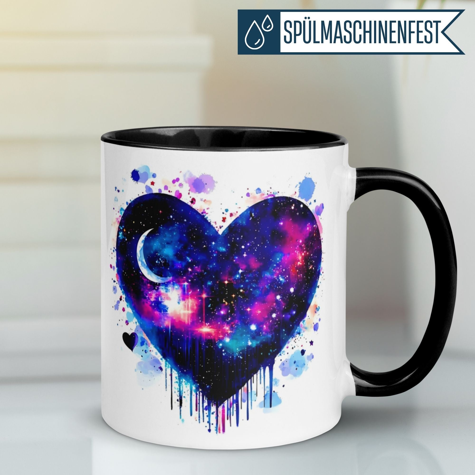 Momentals® Tasse Liebe | Herz & Galaxie | Liebe bis in die Sterne