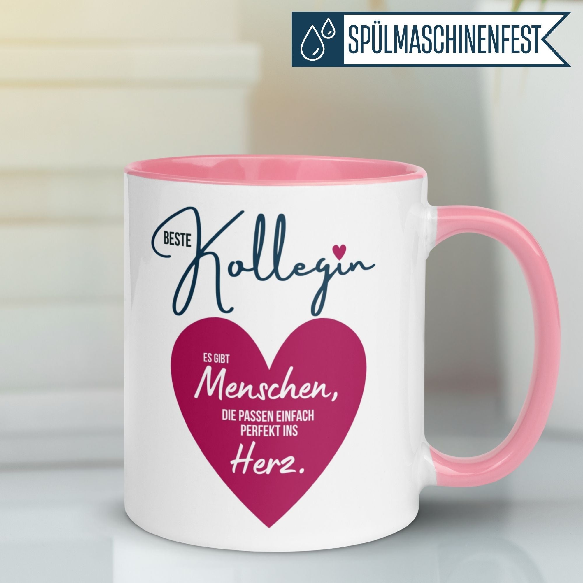 Momentals Tasse für die beste Kollegin mit Herz und Spruch über Wertschätzung im Büro.